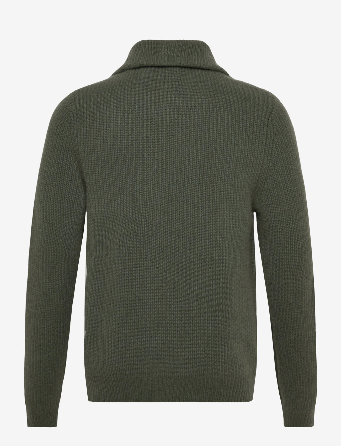 Davida Cashmere - Man Chunky Rib Half Zip - pullover mit halbem reißverschluss - army green - 1