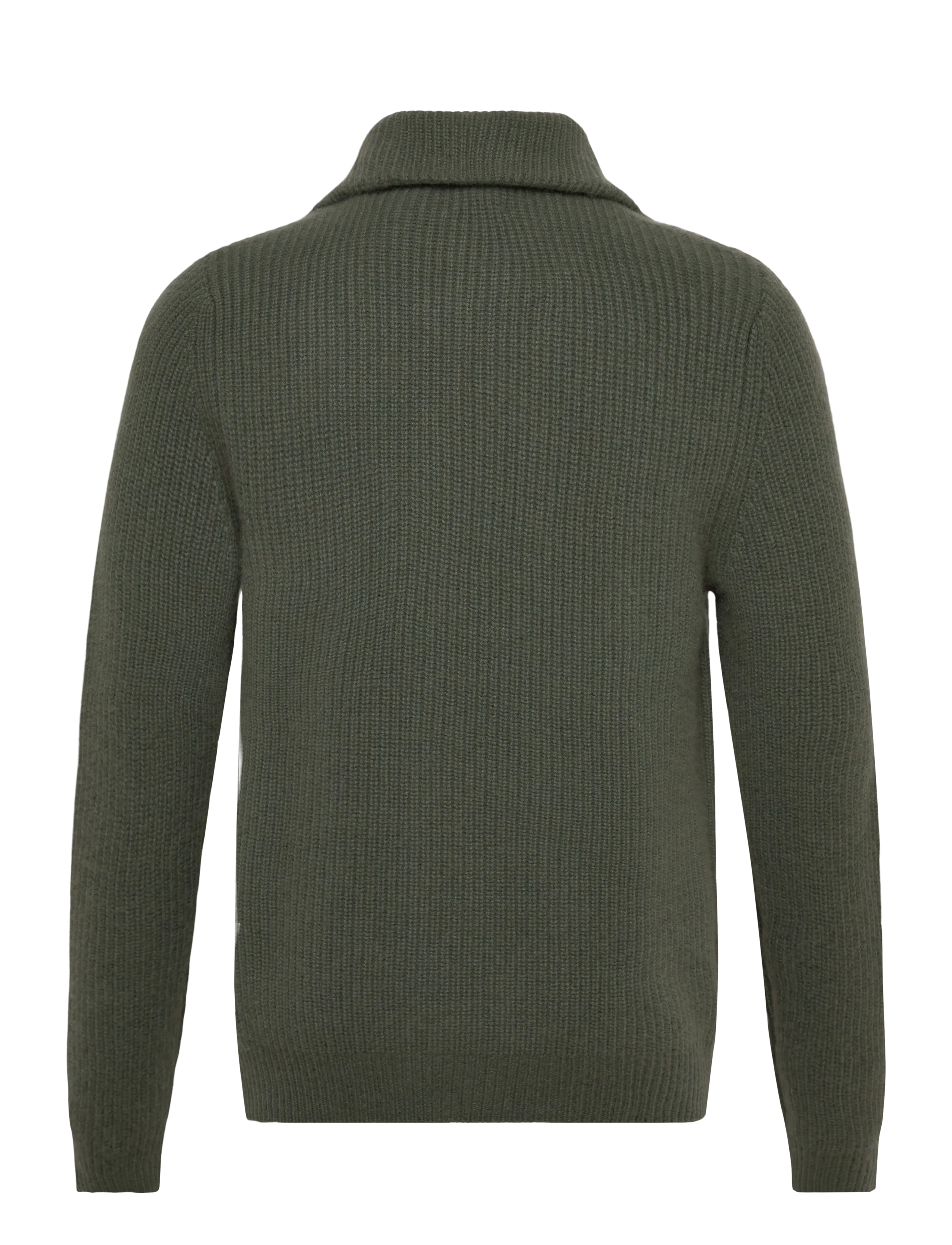 Davida Cashmere - Man Chunky Rib Half Zip - tõmblukk-kaelusega džemprid - army green - 1