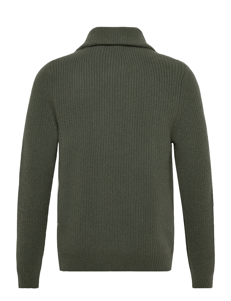 Davida Cashmere - Man Chunky Rib Half Zip - halfzip strik - army green - 1