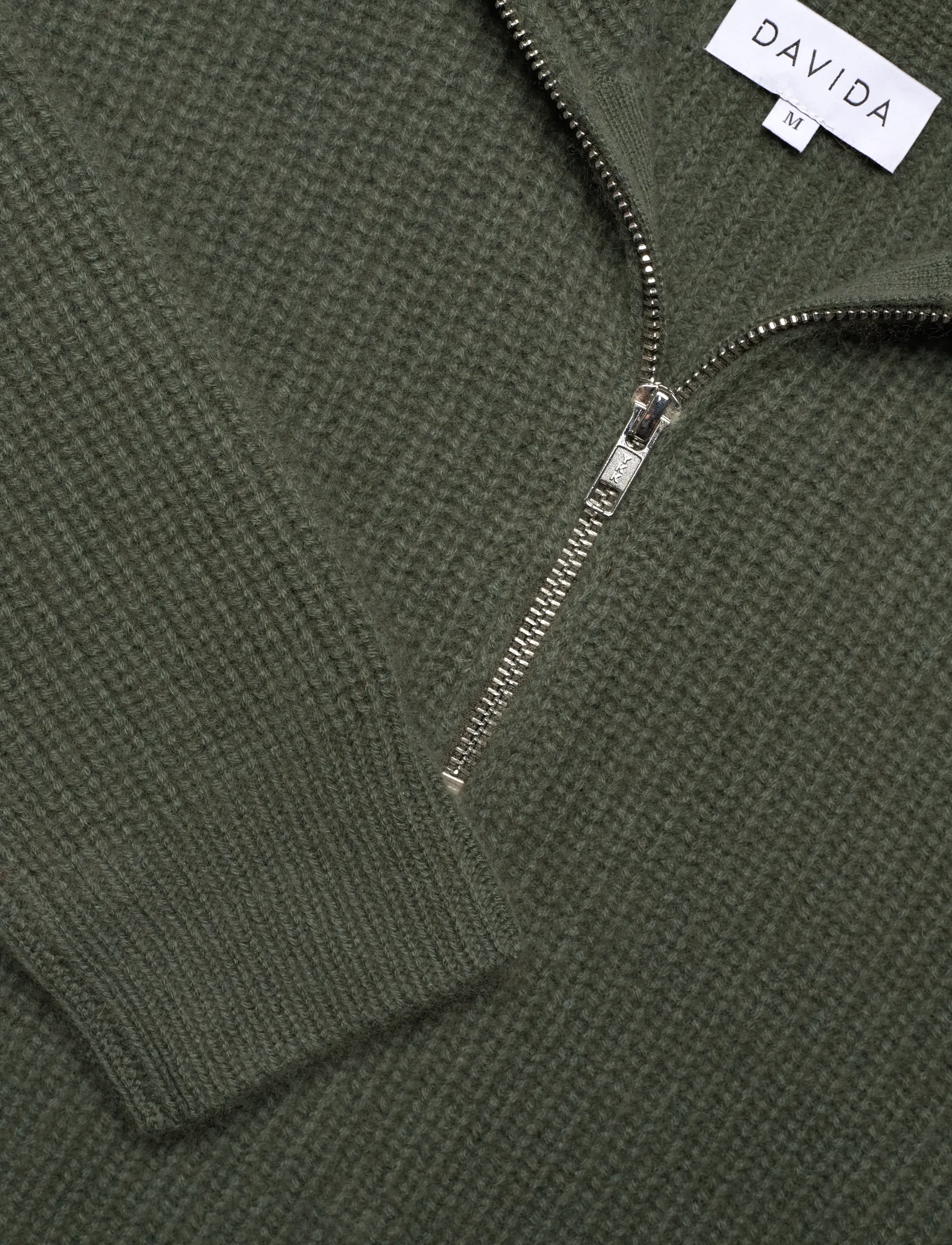 Davida Cashmere - Man Chunky Rib Half Zip - tõmblukk-kaelusega džemprid - army green - 3