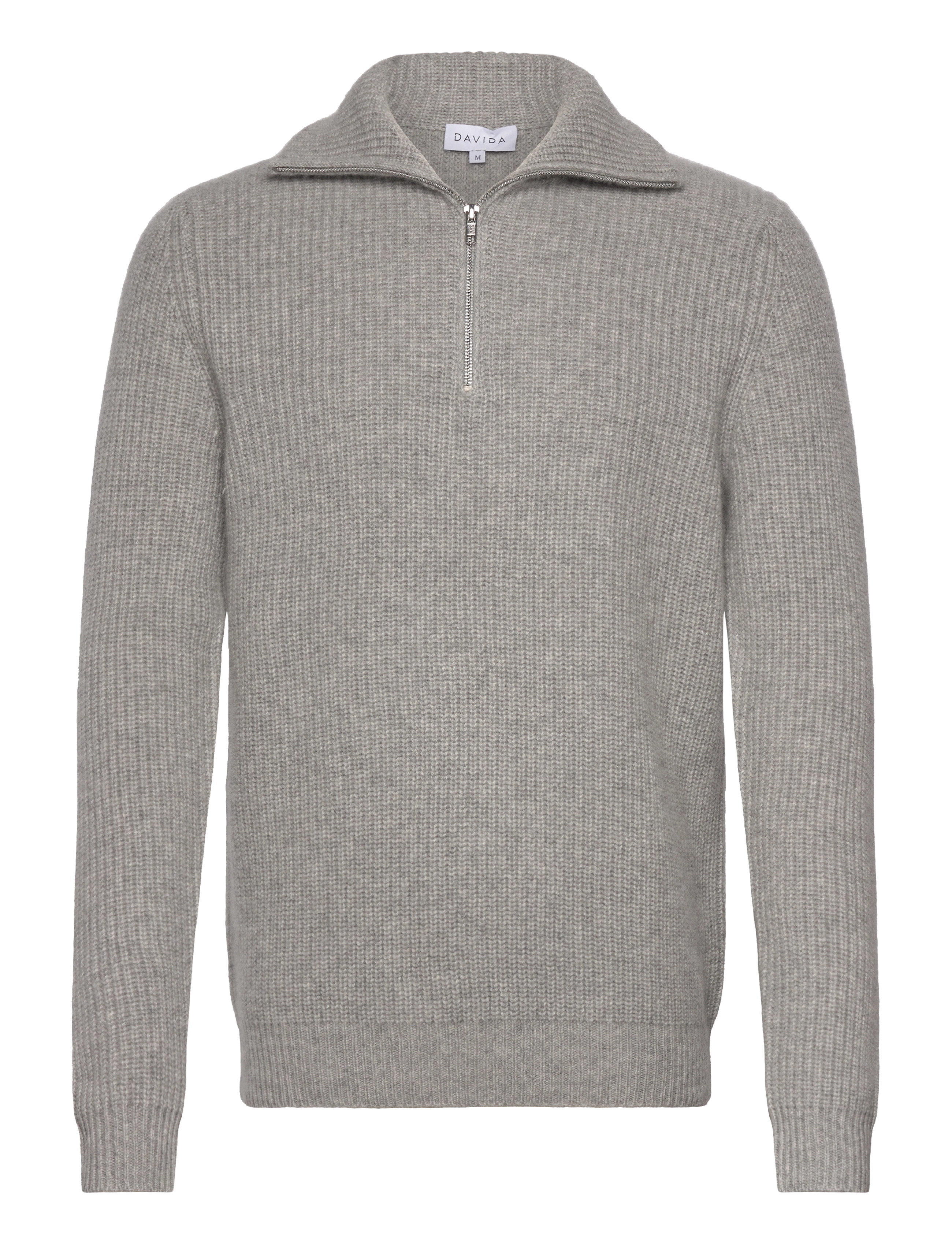 Man Chunky Rib Half Zip - LIGHT GREY