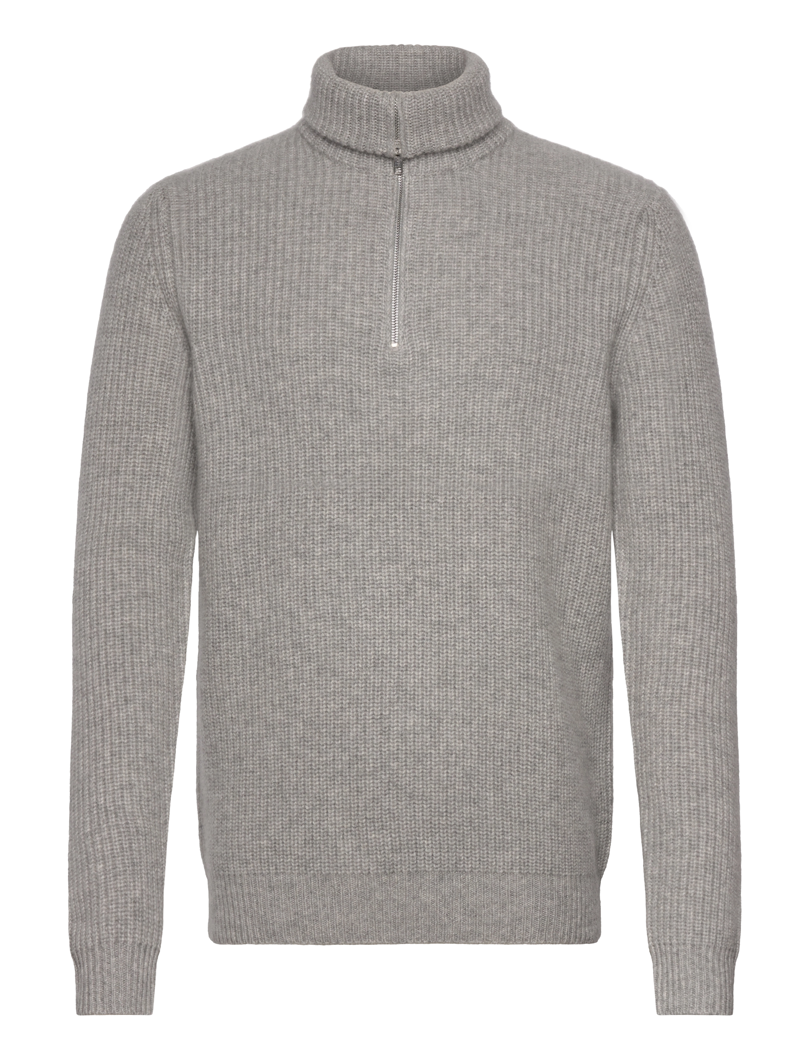 Davida Cashmere - Man Chunky Rib Half Zip - män - light grey - 2