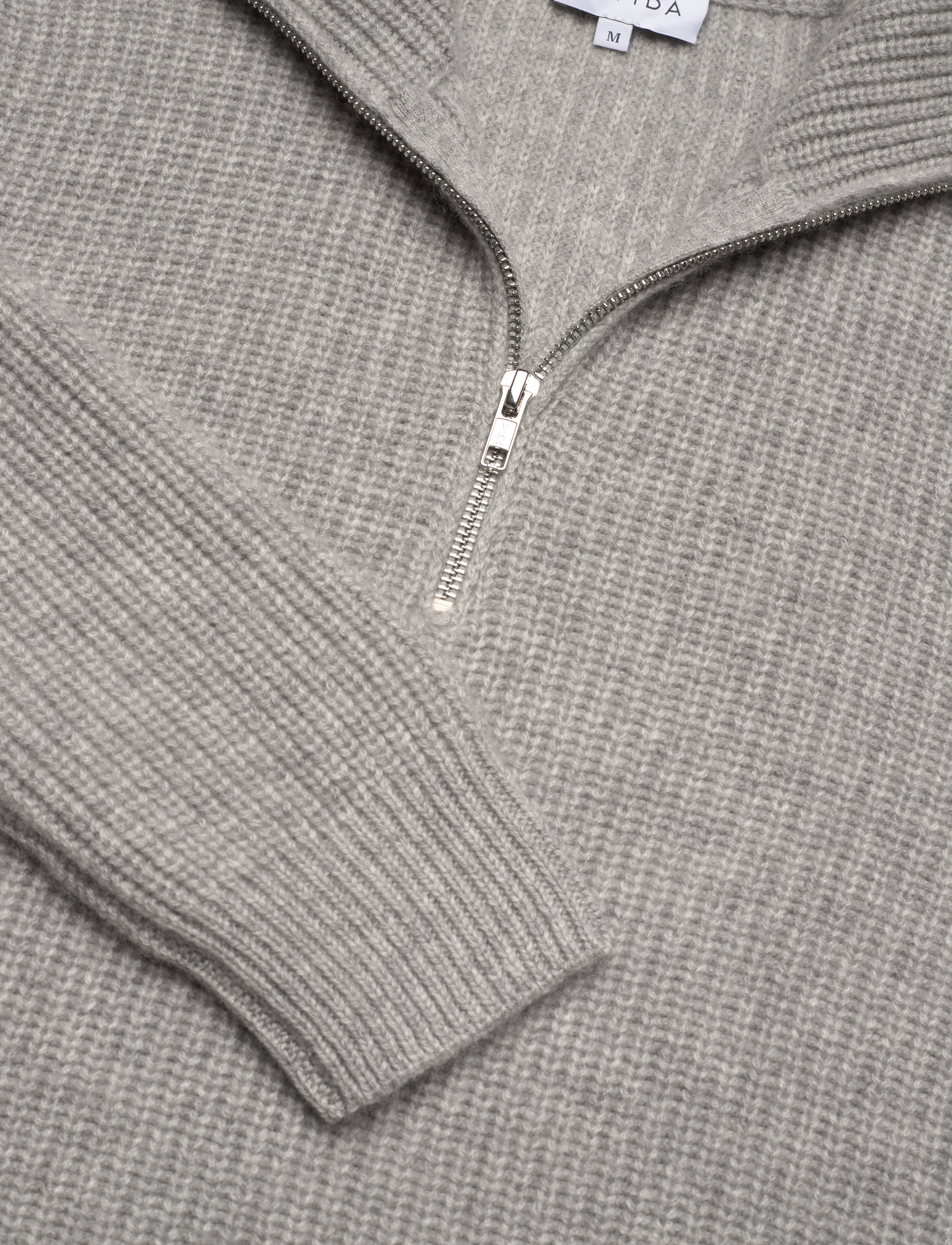 Davida Cashmere - Man Chunky Rib Half Zip - män - light grey - 3