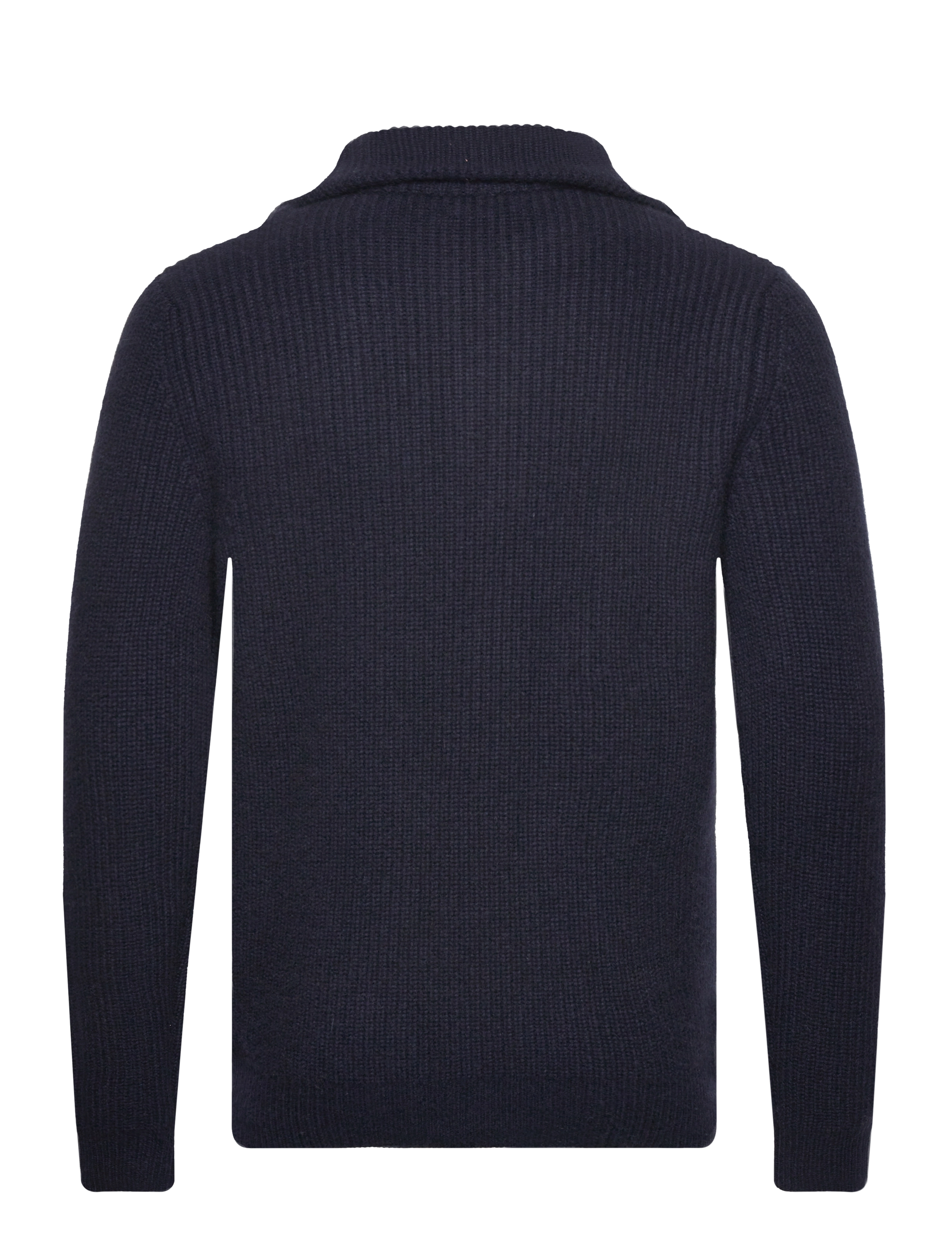 Davida Cashmere - Man Chunky Rib Half Zip - pullover mit halbem reißverschluss - navy - 1