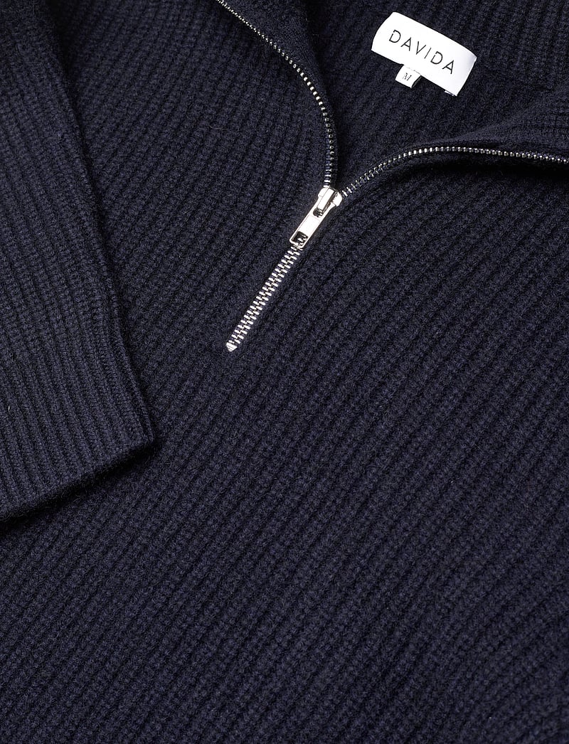 Davida Cashmere - Man Chunky Rib Half Zip - half zip - navy - 2