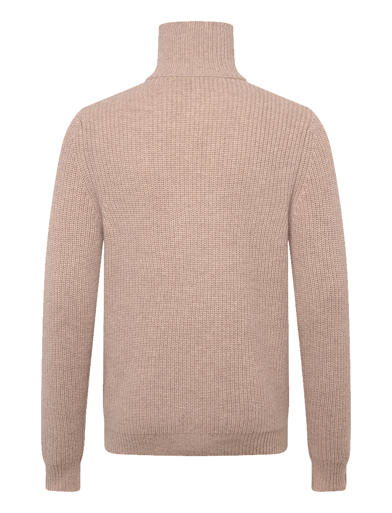 Davida Cashmere - Man Chunky Rib Half Zip - halfzip strik - sand - 1