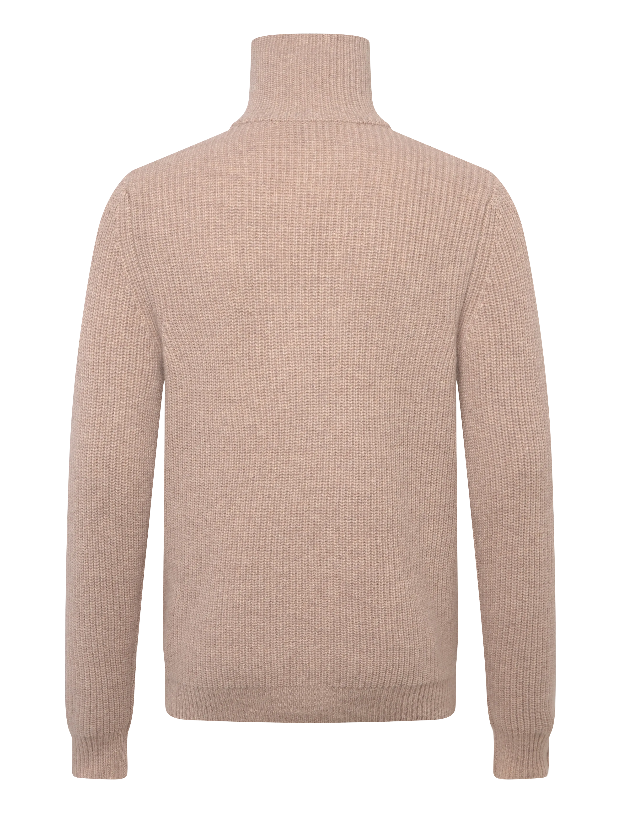 Davida Cashmere - Man Chunky Rib Half Zip - swetry - sand - 1