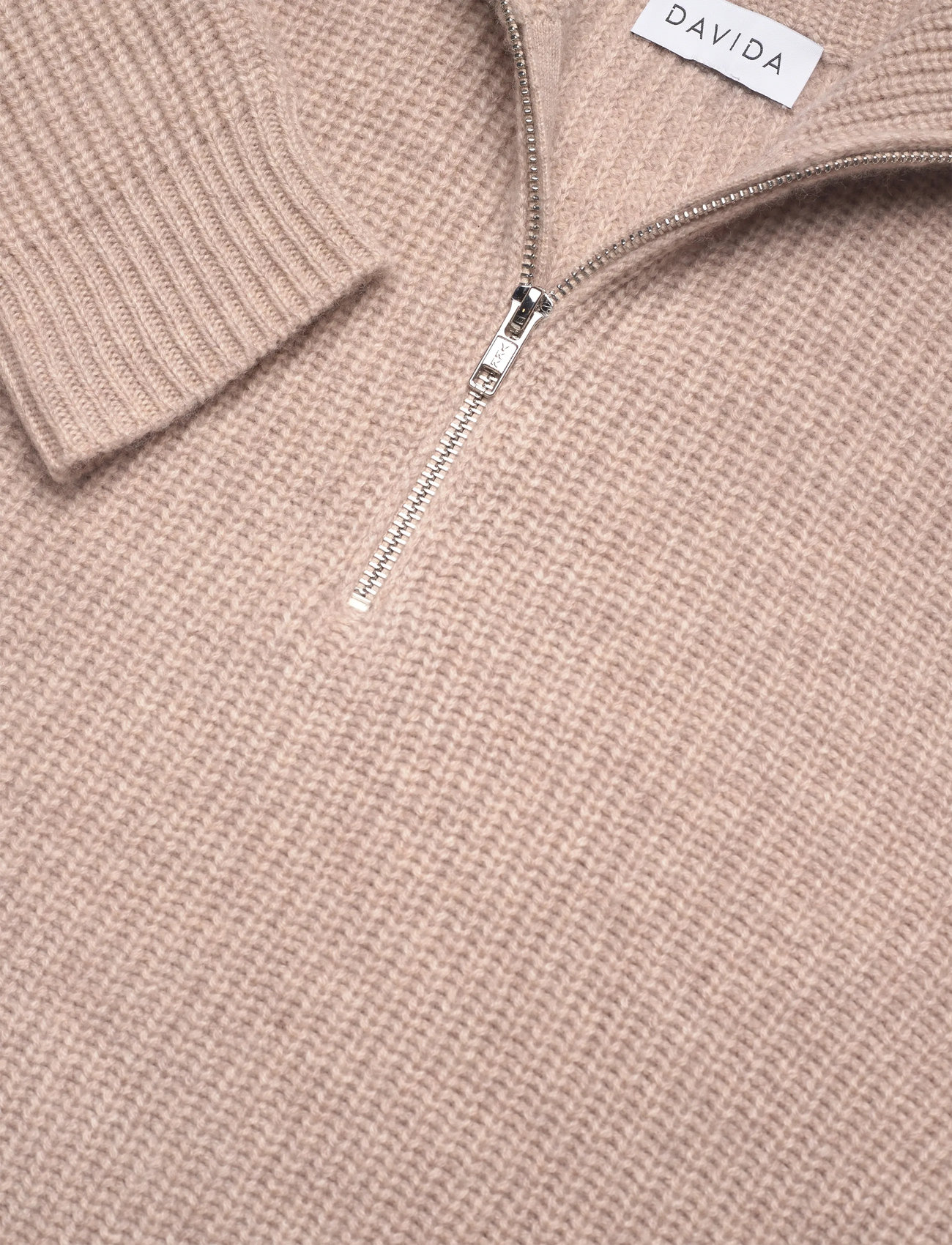 Davida Cashmere - Man Chunky Rib Half Zip - herbstliche kleidung - sand - 2