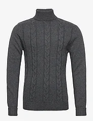 Davida Cashmere - Man Cable Turtleneck - basic knitwear - dark grey - 0