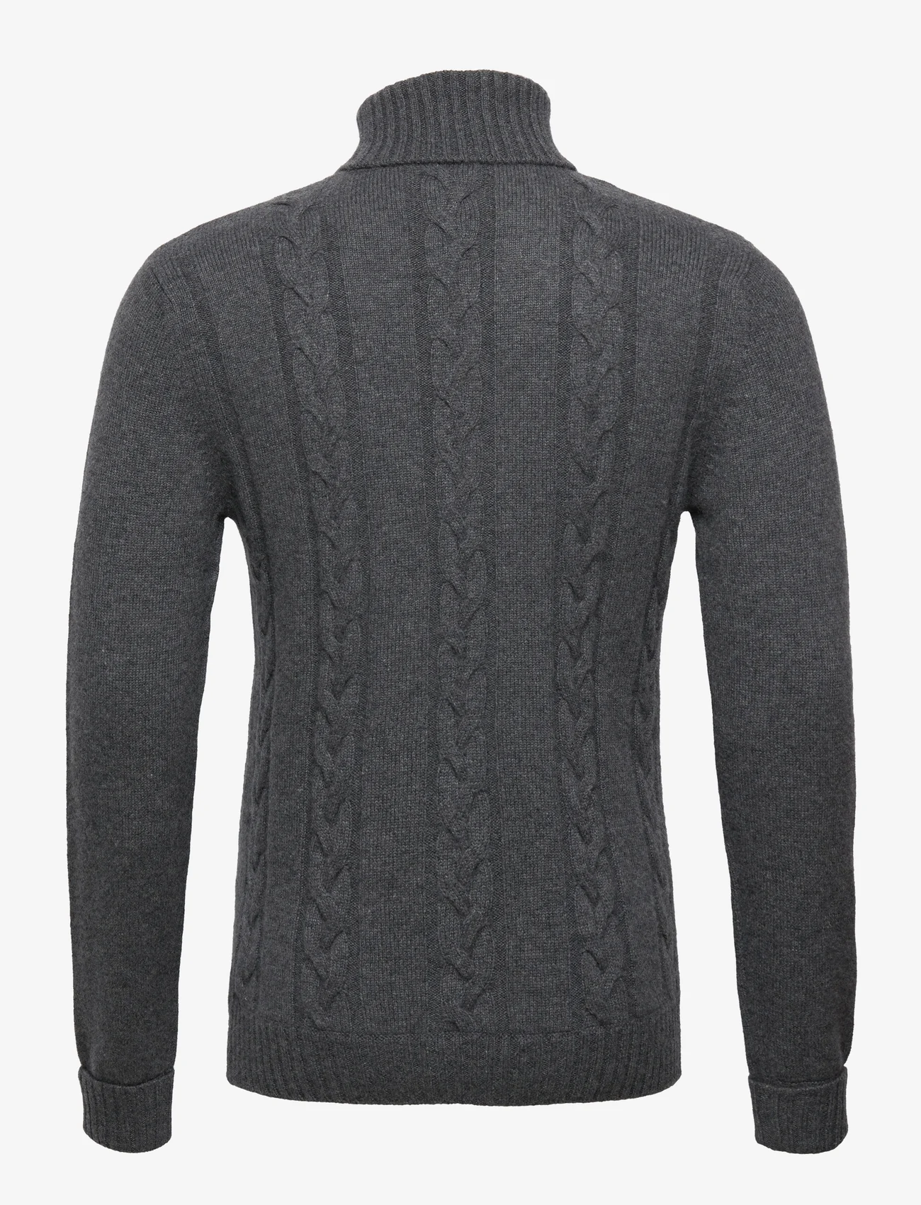 Davida Cashmere - Man Cable Turtleneck - basic knitwear - dark grey - 1