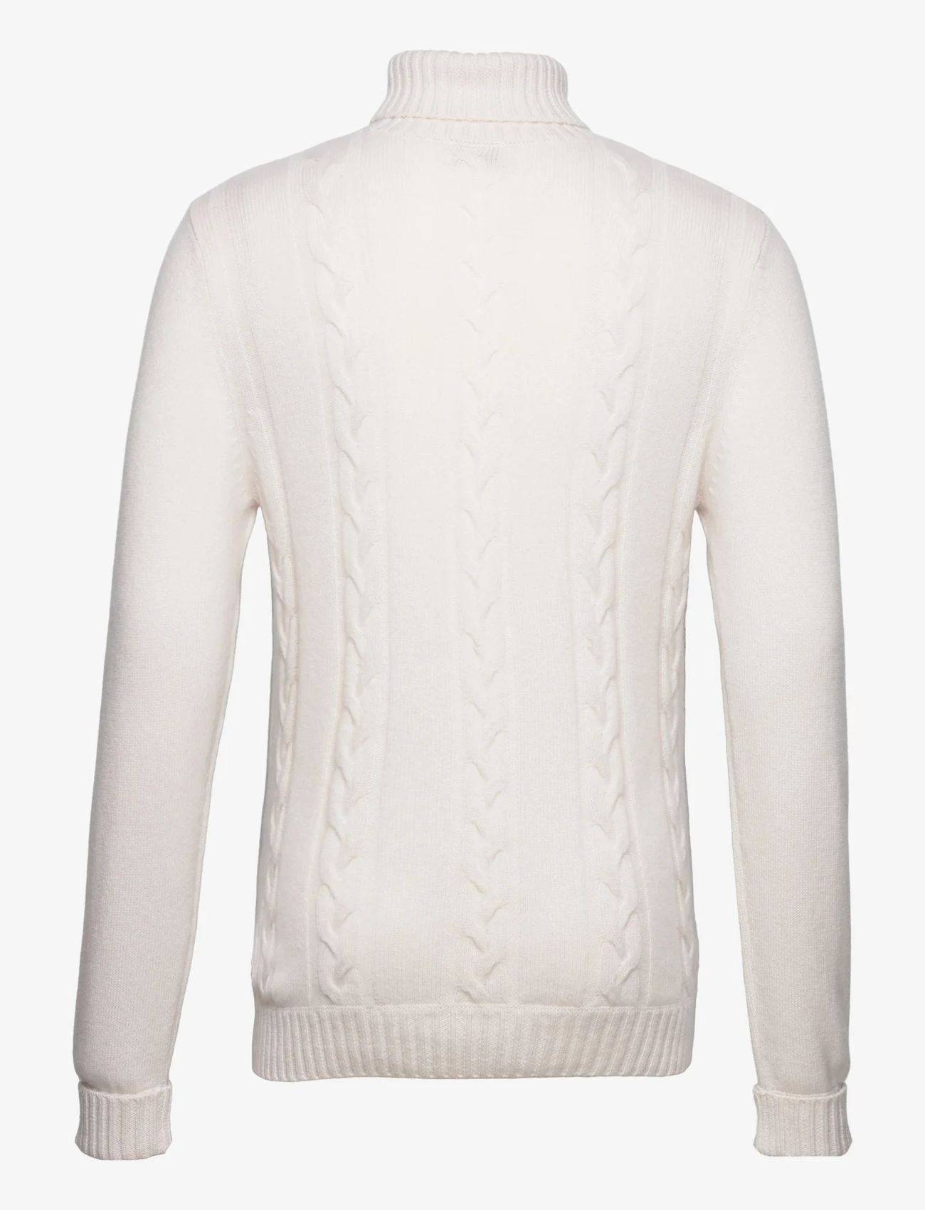 Davida Cashmere - Man Cable Turtleneck - basic knitwear - white - 1