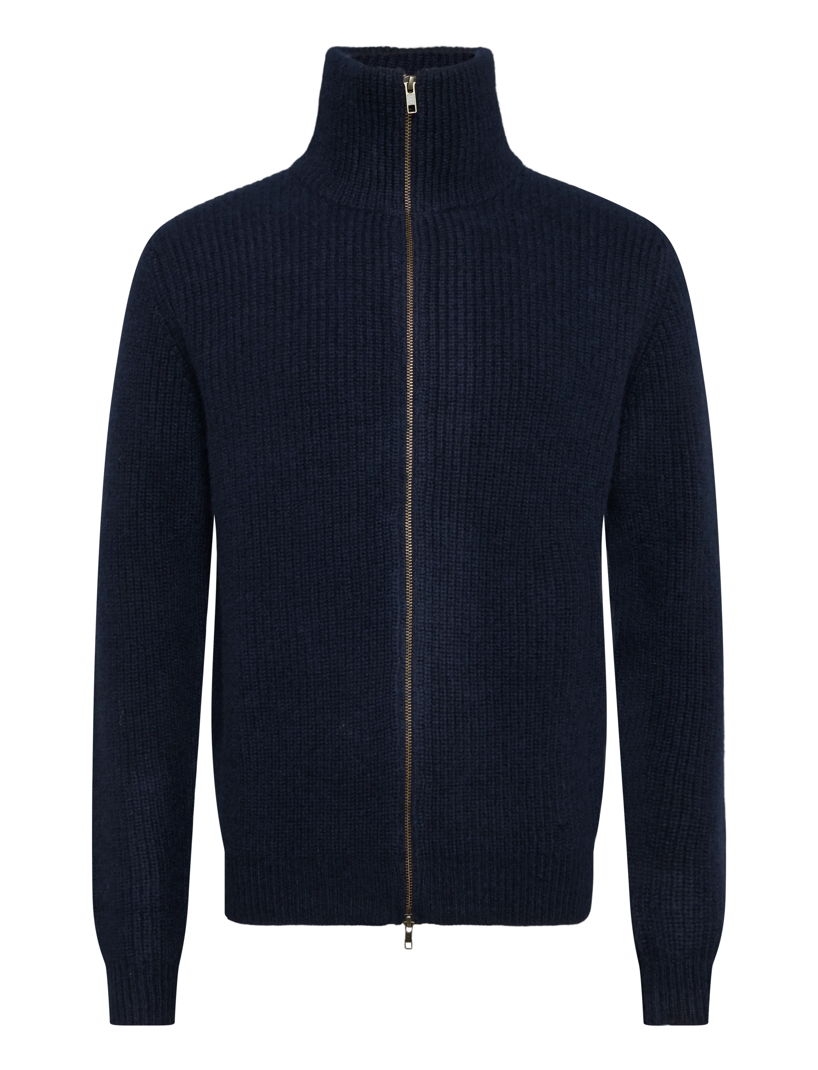 Davida Cashmere man full zip rib - Kleidung - NAVY / navy