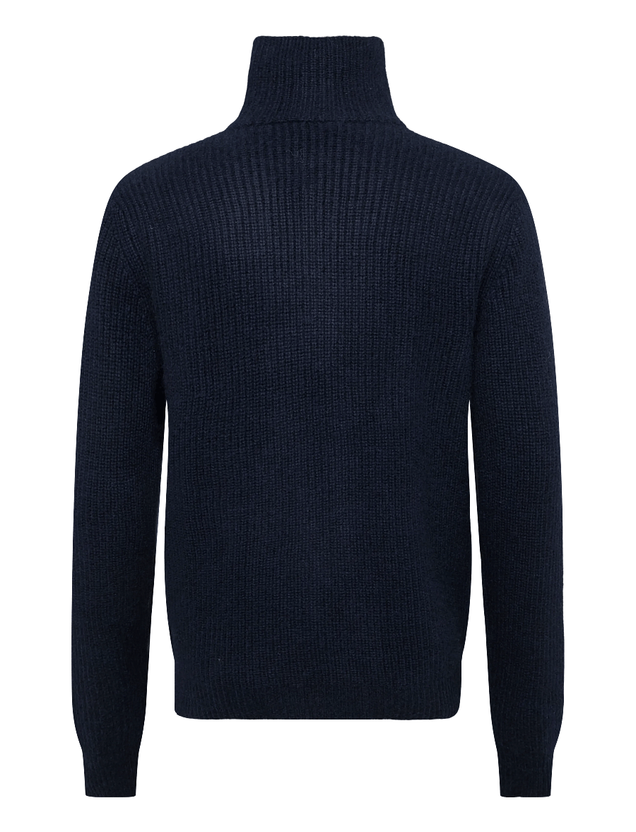 Davida Cashmere - man full zip rib - pullover mit durchgehendem reißverschluss - navy - 2