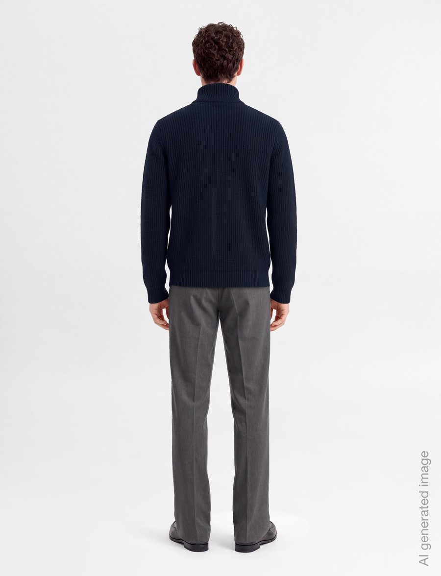 Davida Cashmere - man full zip rib - pullover mit durchgehendem reißverschluss - navy - 4