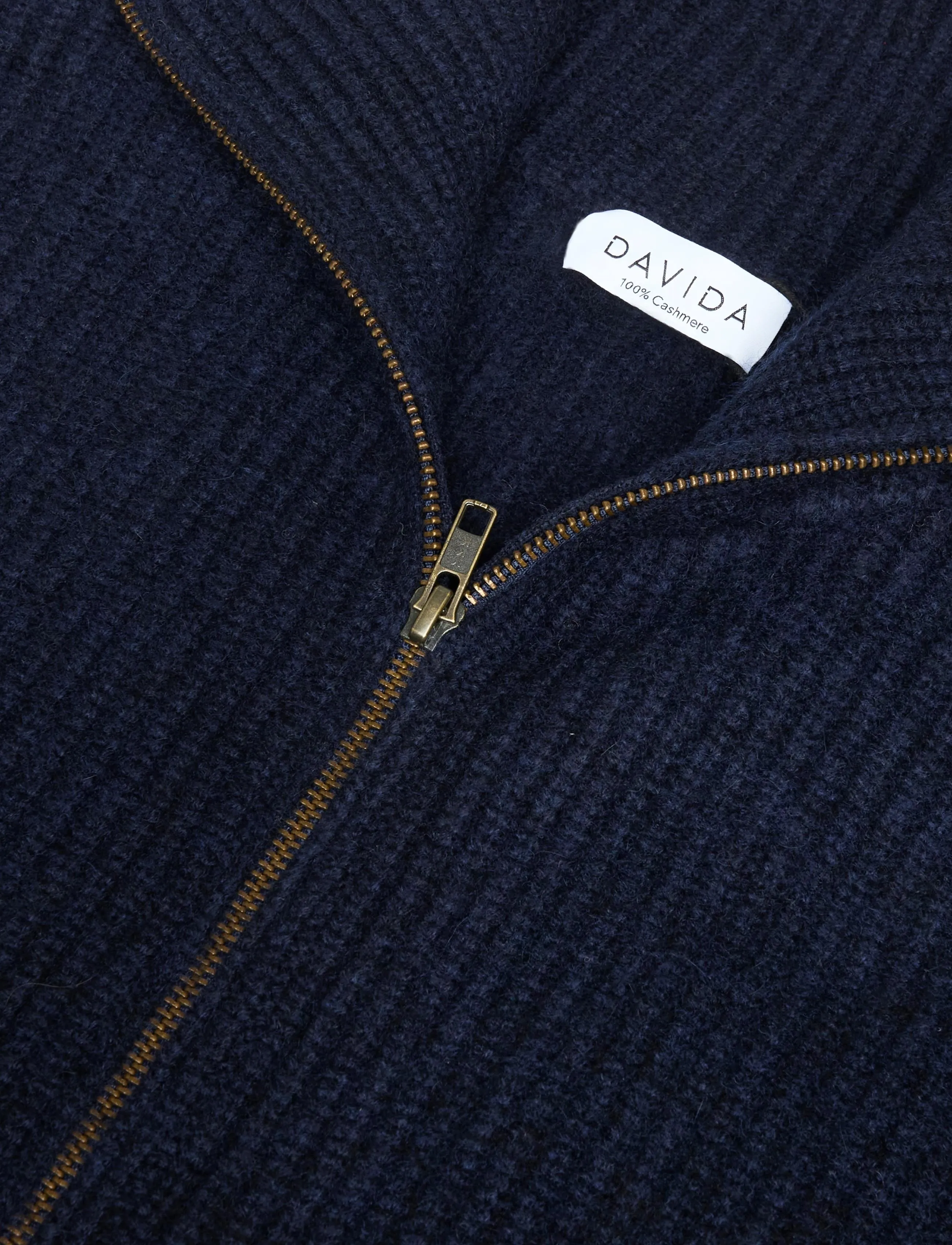 Davida Cashmere - man full zip rib - navy - 2