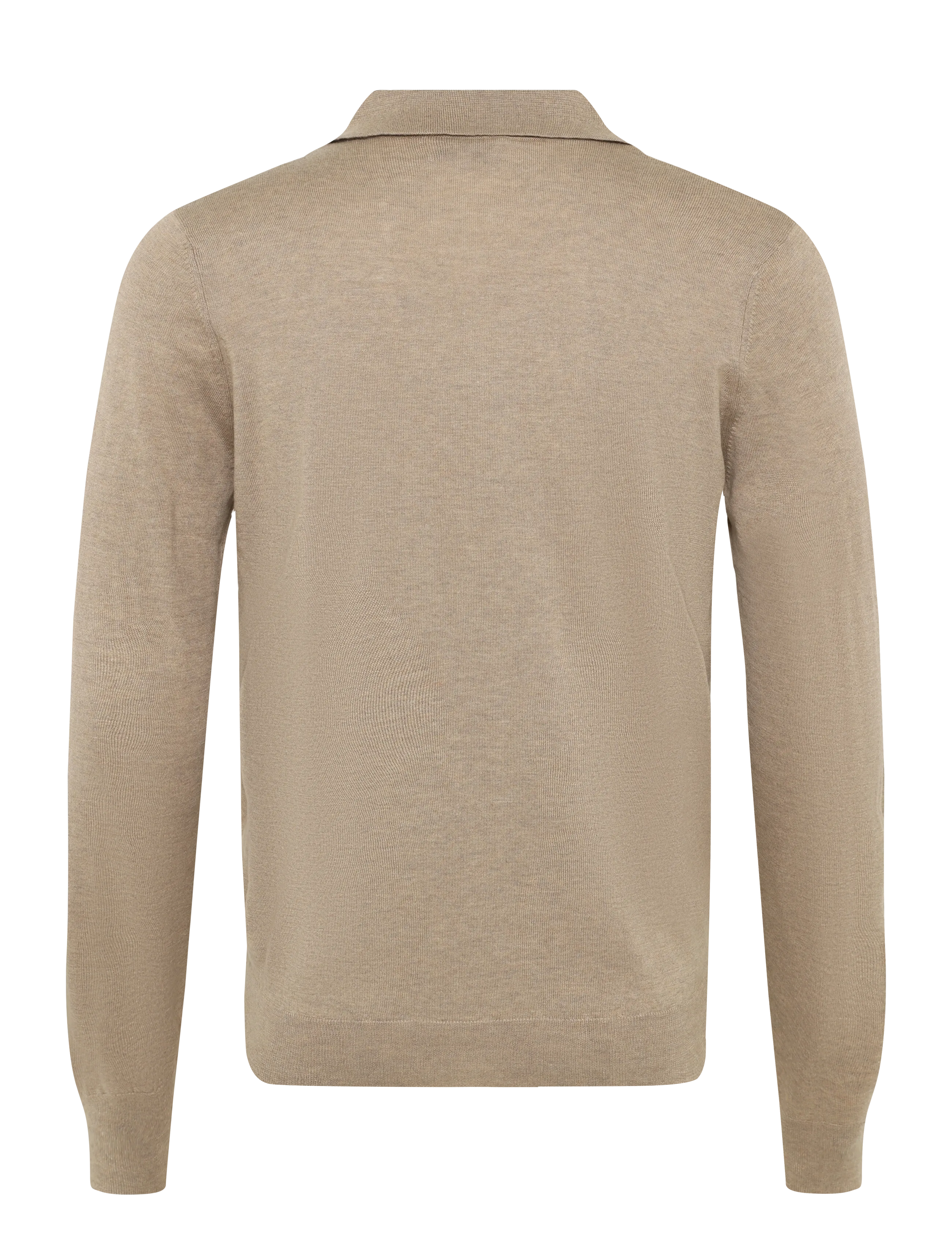 Davida Cashmere - Man Fine Knit Open Collar Sweater - v-kaelusega - mink - 2