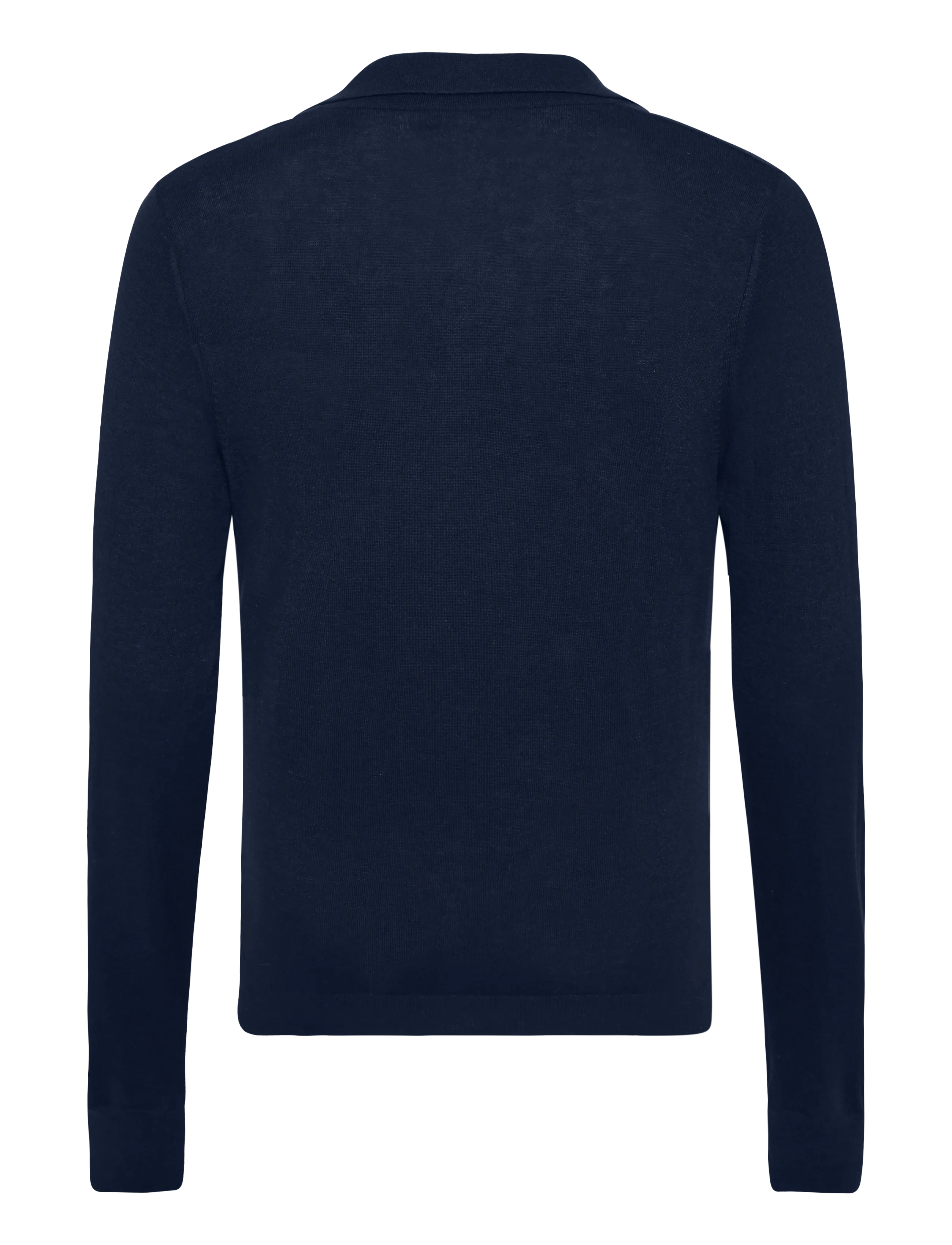 Davida Cashmere - Man Fine Knit Open Collar Sweater - v-ringat - navy - 1