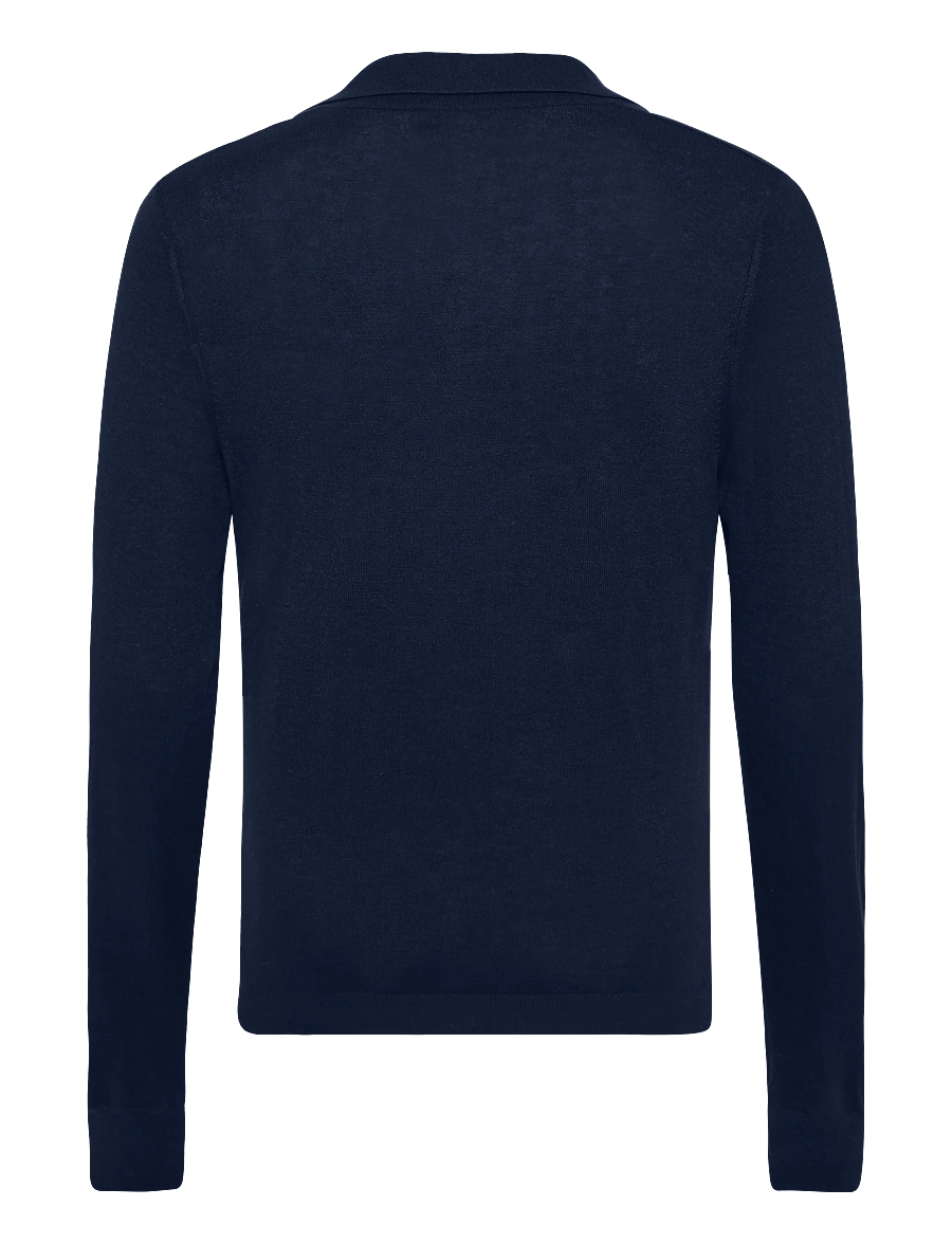 Davida Cashmere - Man Fine Knit Open Collar Sweater - v-ausschnitt - navy - 1