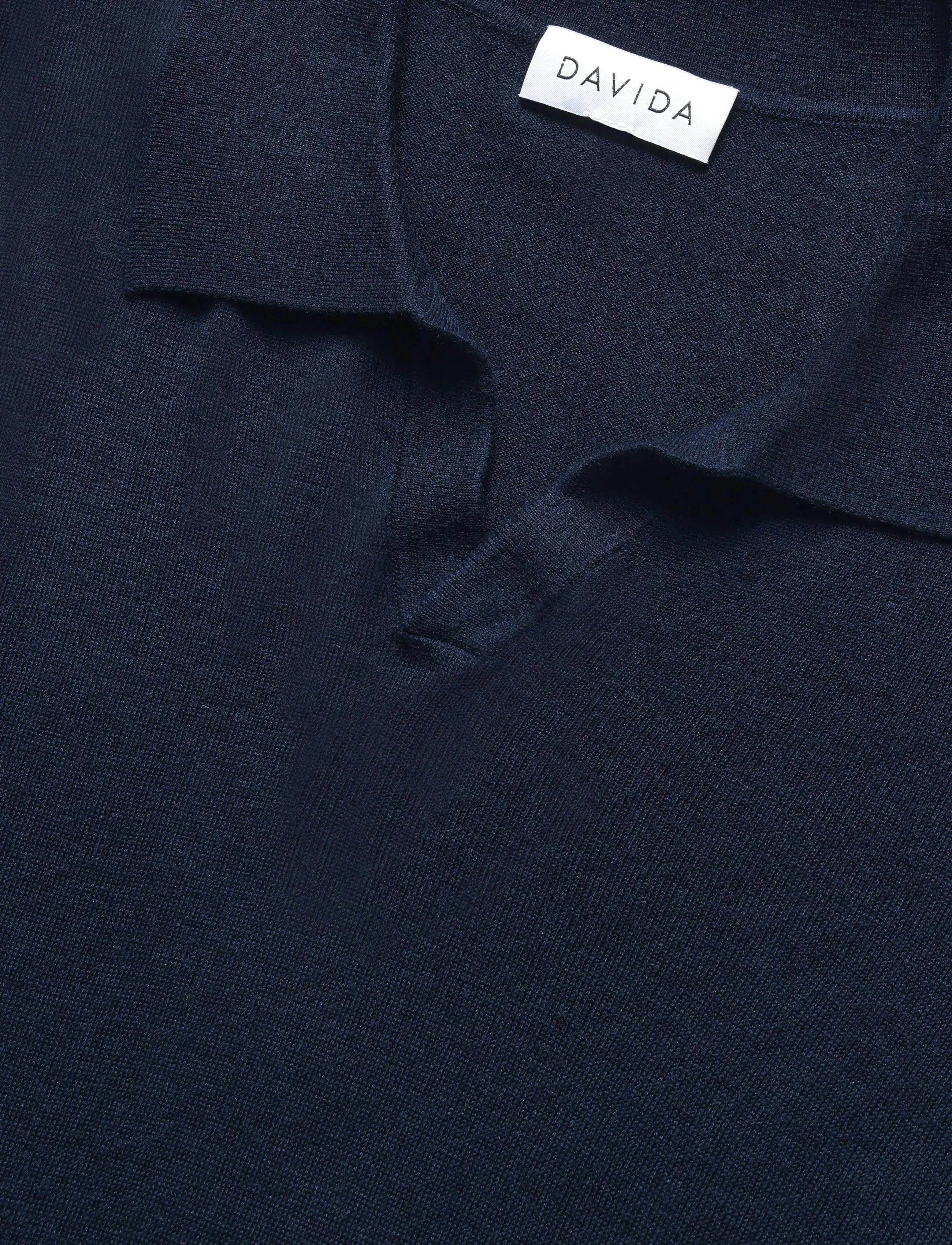 Davida Cashmere - Man Fine Knit Open Collar Sweater - v-ringat - navy - 2