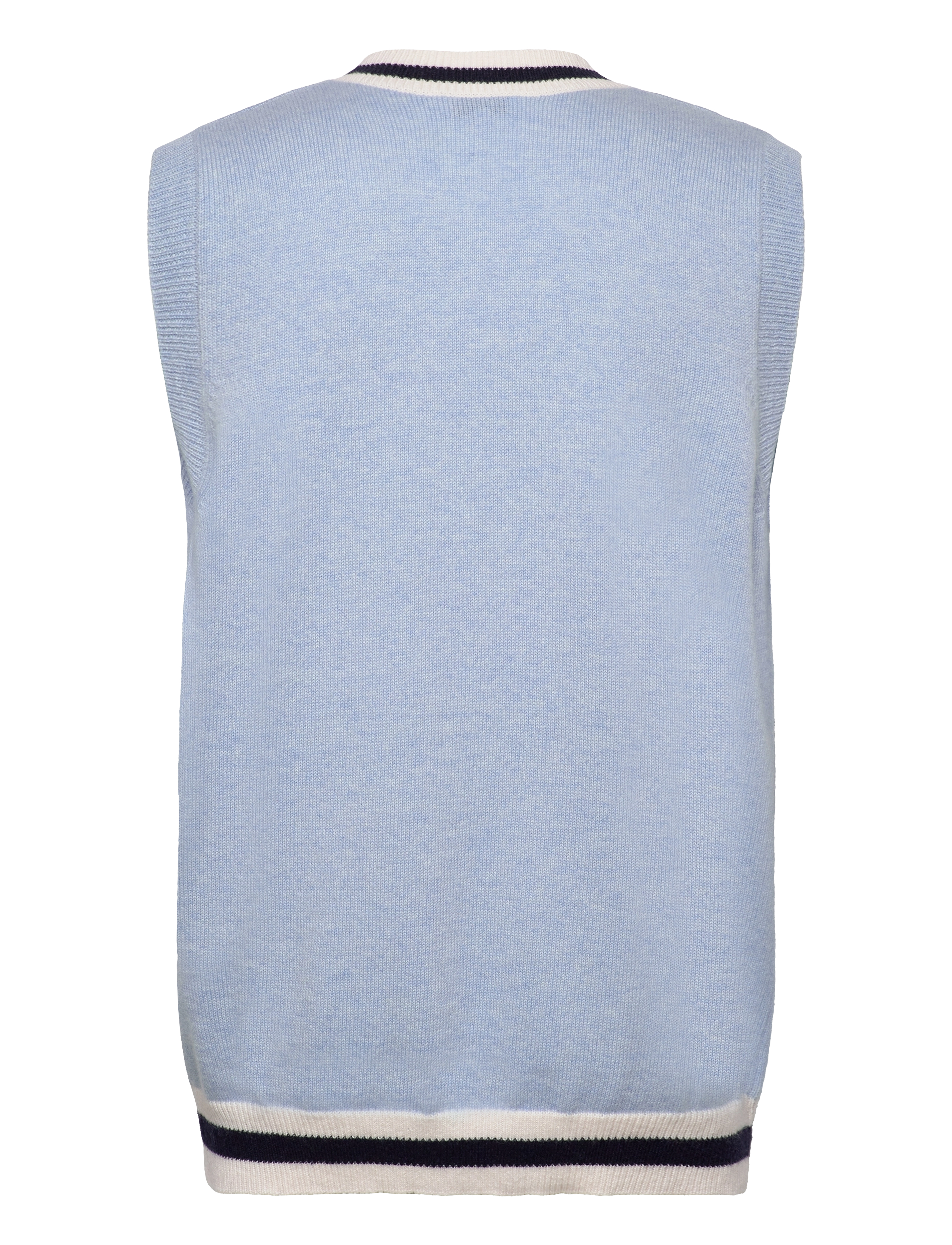 Davida Cashmere - Man V-neck Vest Block Colored - blue fog - 1