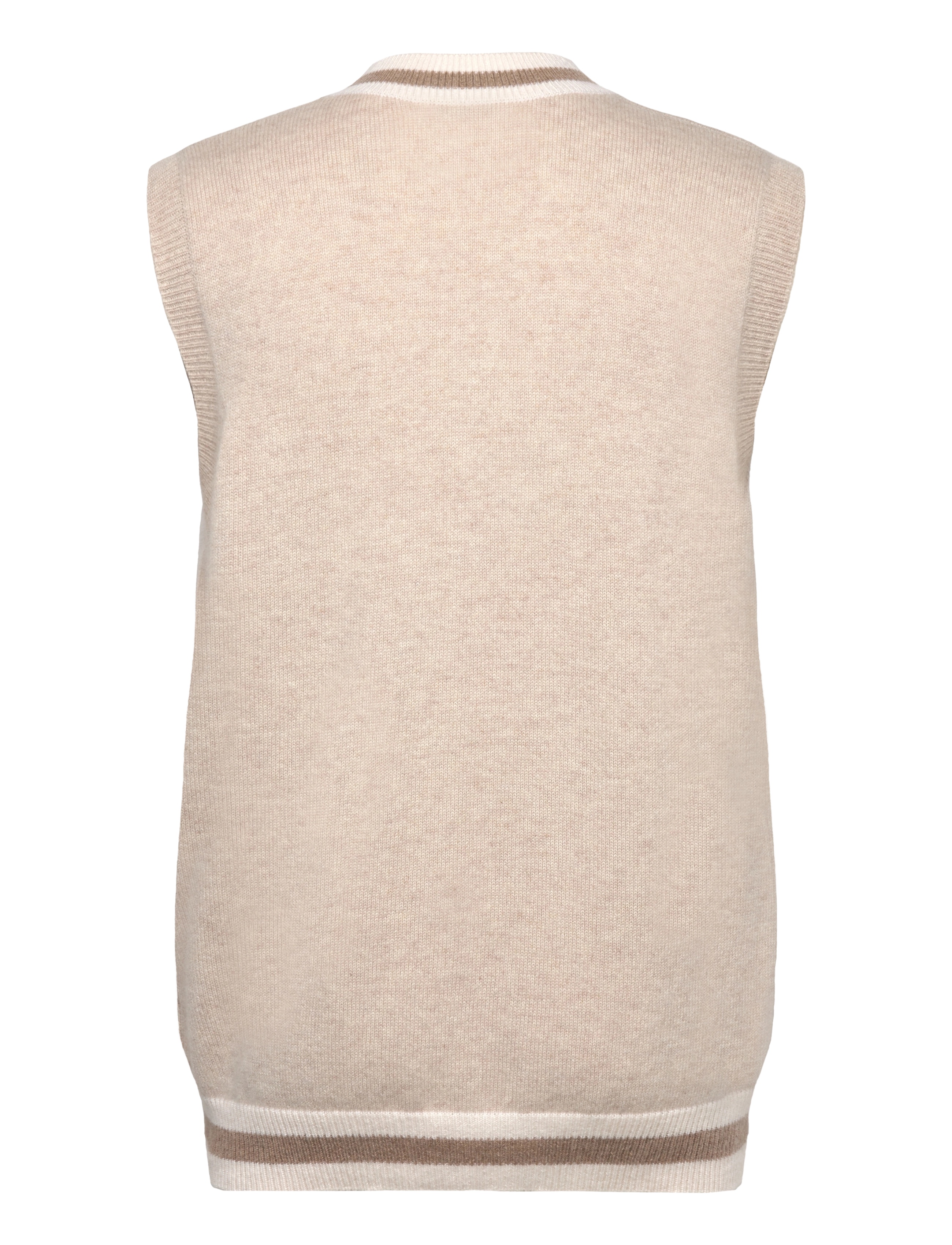 Davida Cashmere - Man V-neck Vest Block Colored - light beige - 1