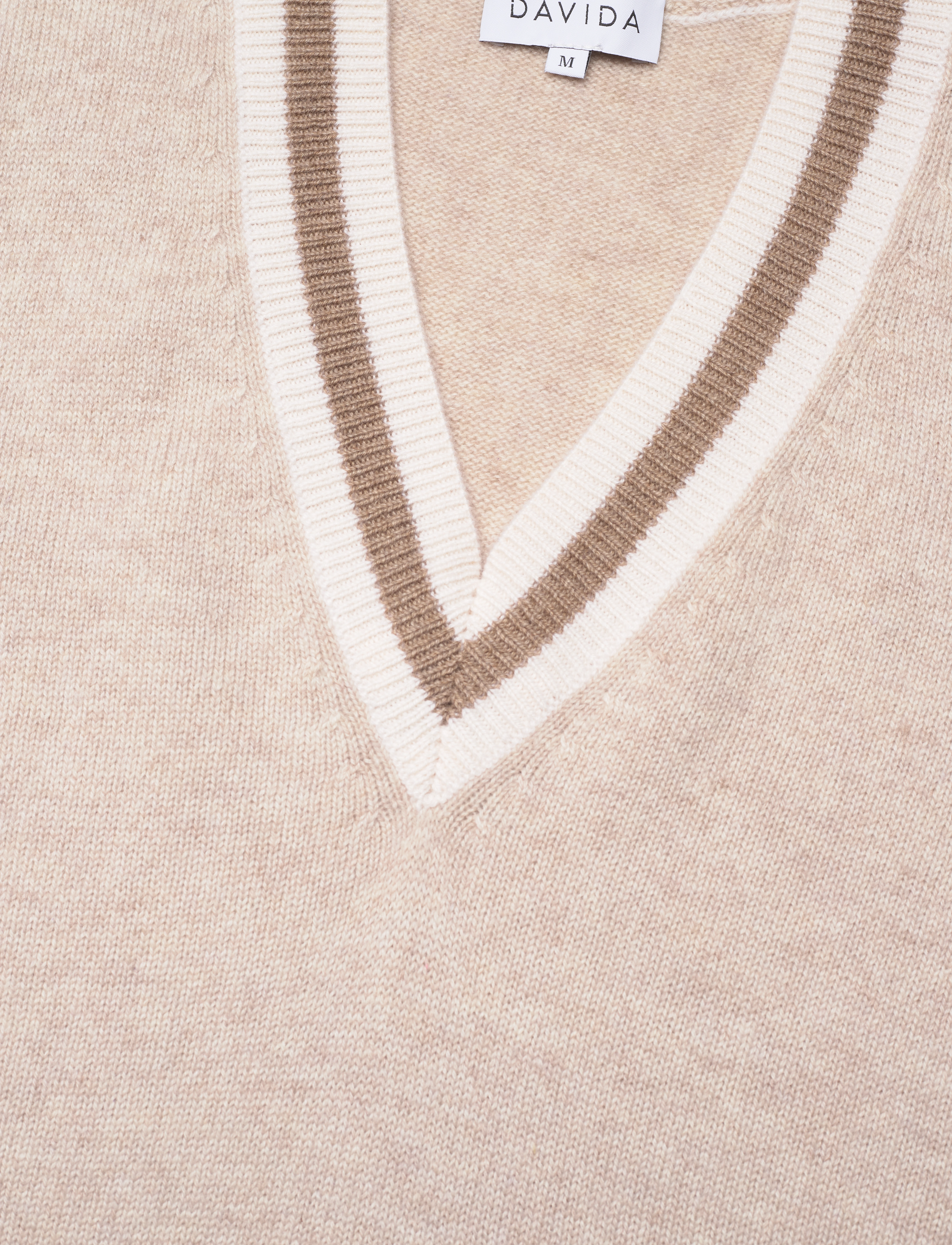 Davida Cashmere - Man V-neck Vest Block Colored - light beige - 2