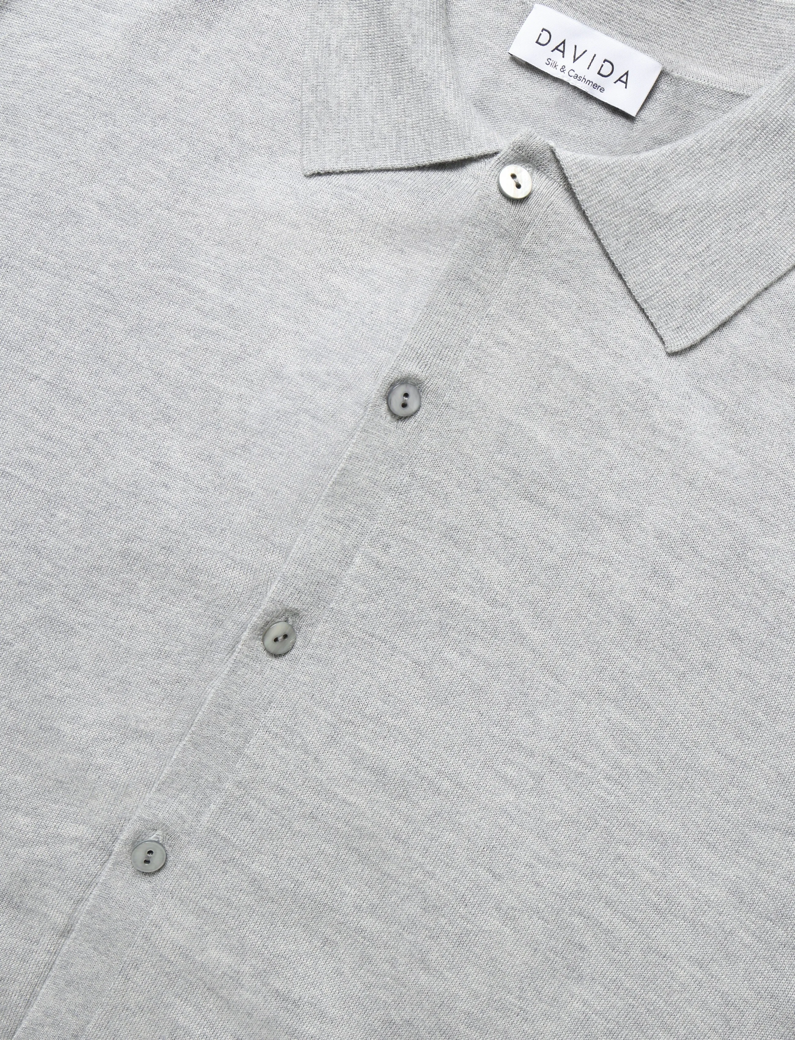 Davida Cashmere - Man Fine Knit Classic Shirt - light grey - 2