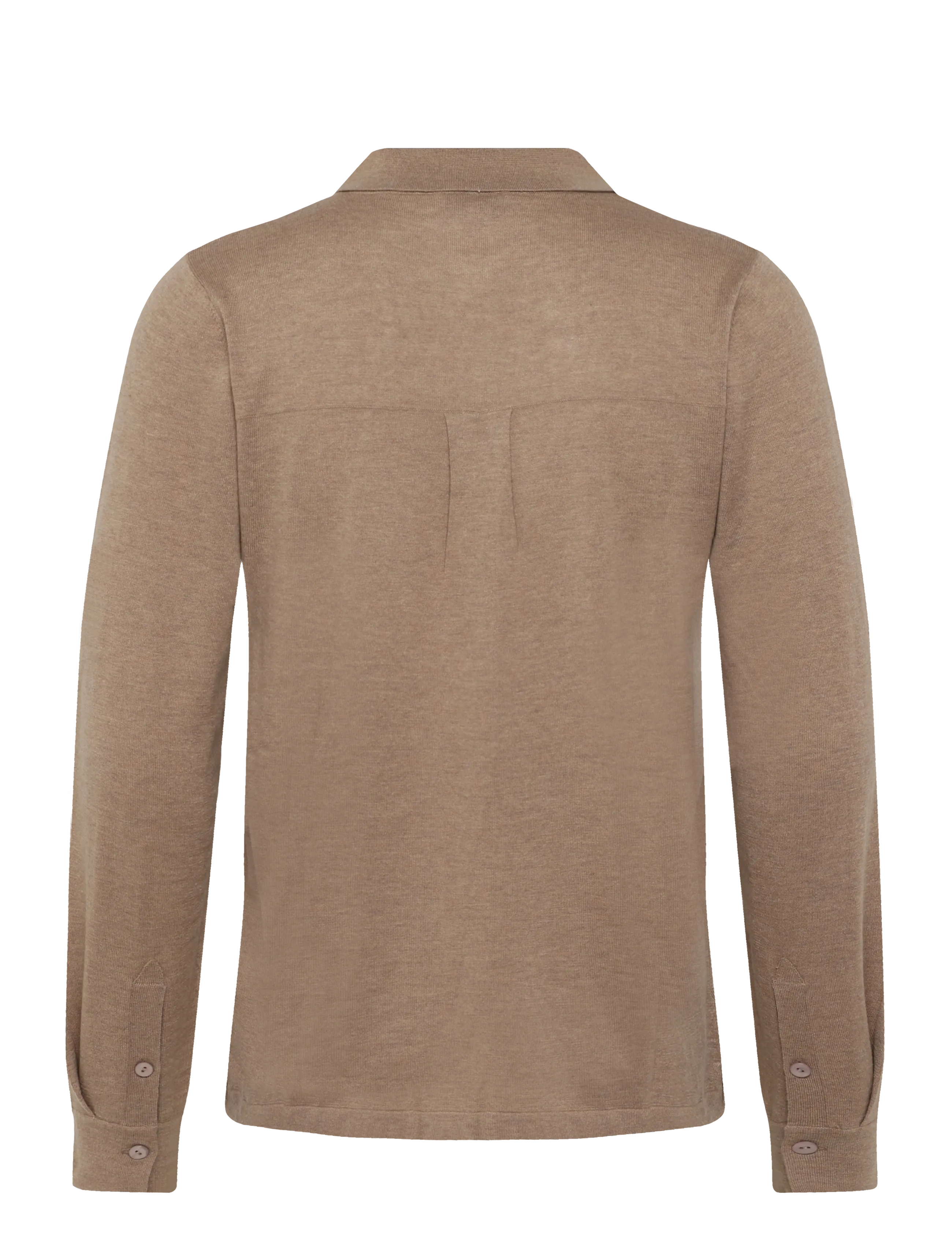 Davida Cashmere - Man Fine Knit Classic Shirt - pikkade varrukatega kootud polod - mink - 1