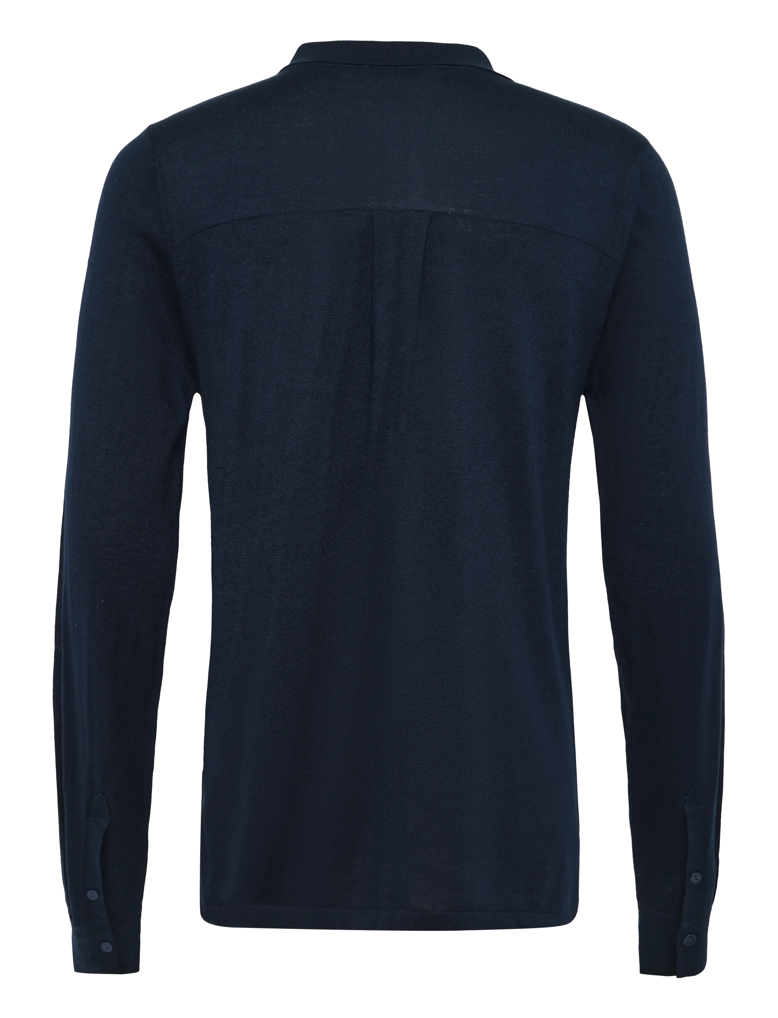 Davida Cashmere - Man Fine Knit Classic Shirt - pikkade varrukatega kootud polod - navy - 1