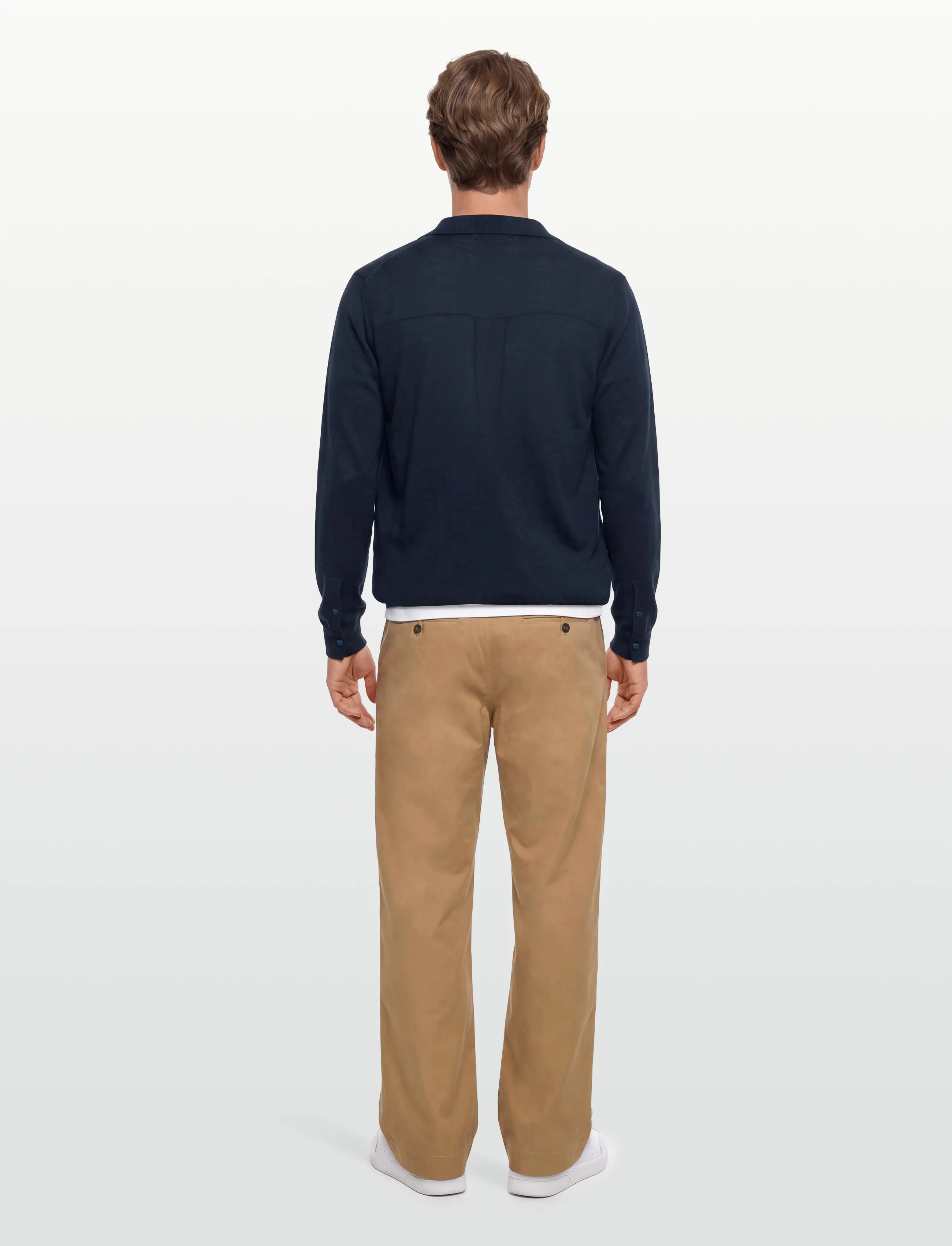 Davida Cashmere - Man Fine Knit Classic Shirt - knitted polos - navy - 4