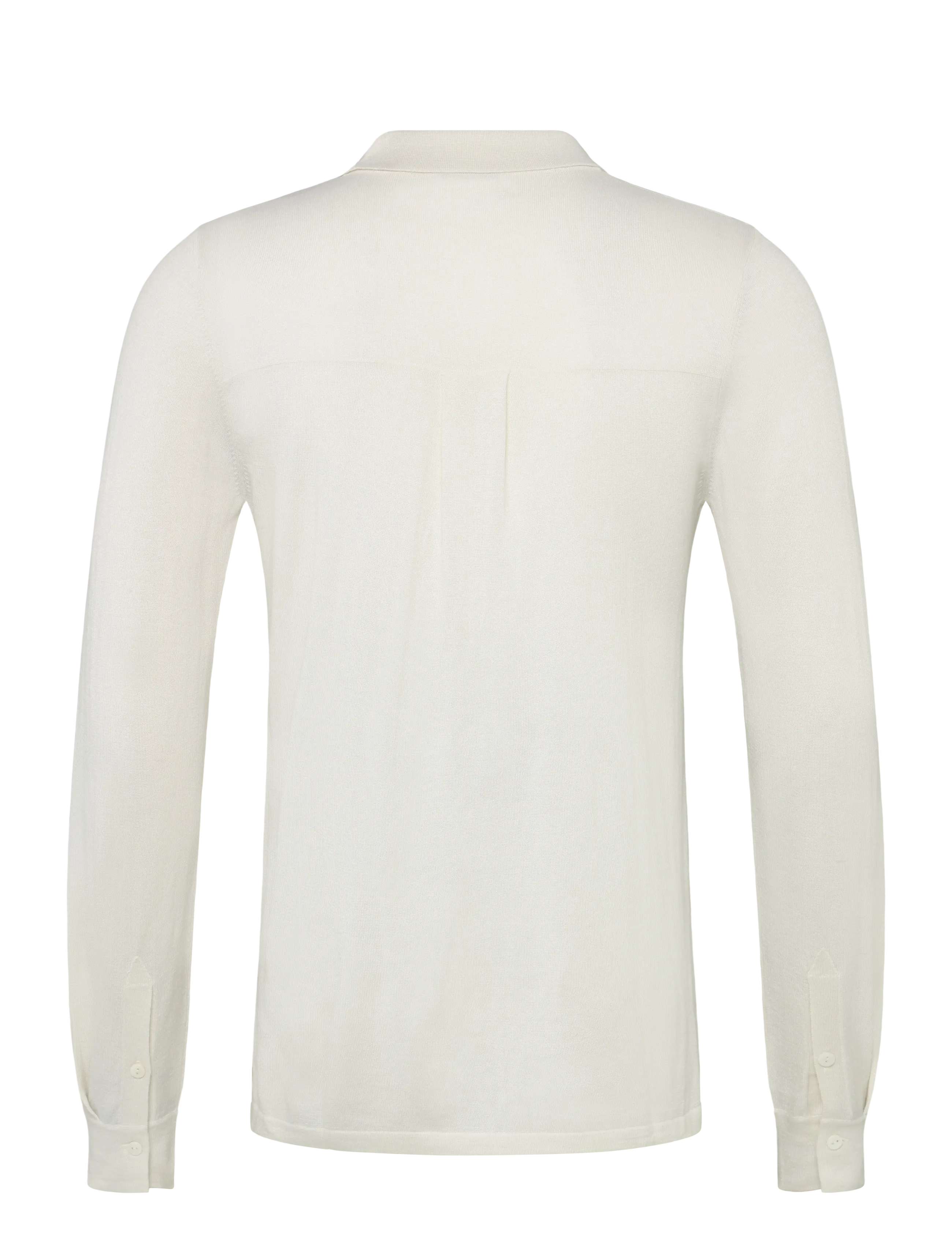 Davida Cashmere - Man Fine Knit Classic Shirt - pikkade varrukatega kootud polod - white - 1