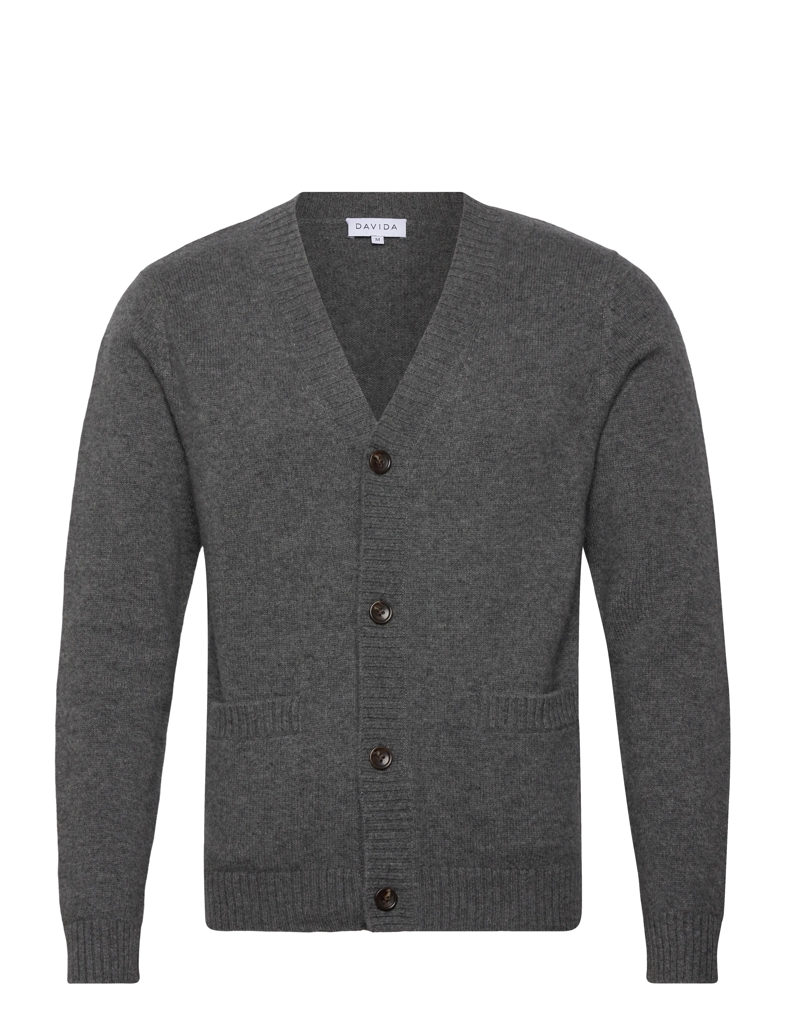 Davida Cashmere Man Chunky V Cardigan - Clothing - DARK GREY / grey