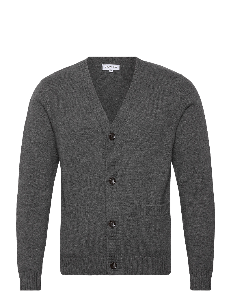 Davida Cashmere - Man Chunky V Cardigan - cardigans - dark grey - 1