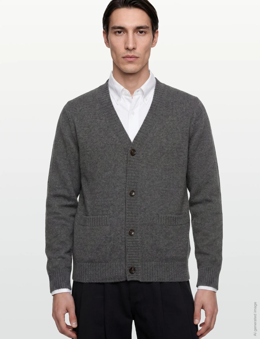 Davida Cashmere - Man Chunky V Cardigan - cardigans - dark grey - 3