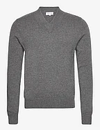 Man Chunky V-neck Sweater - DARK GREY
