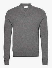 Davida Cashmere - Man Chunky V-neck Sweater - v-ringat - dark grey - 0