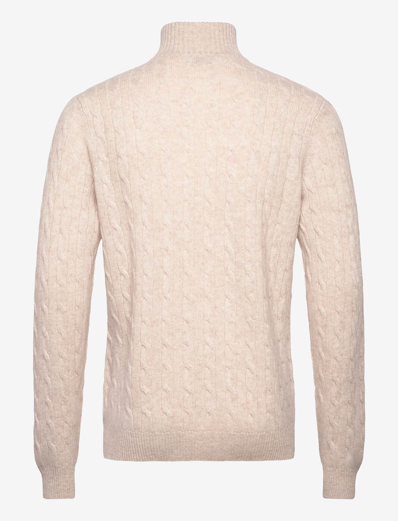 Davida Cashmere - Man Half Zip Cable Sweater - light beige - 1