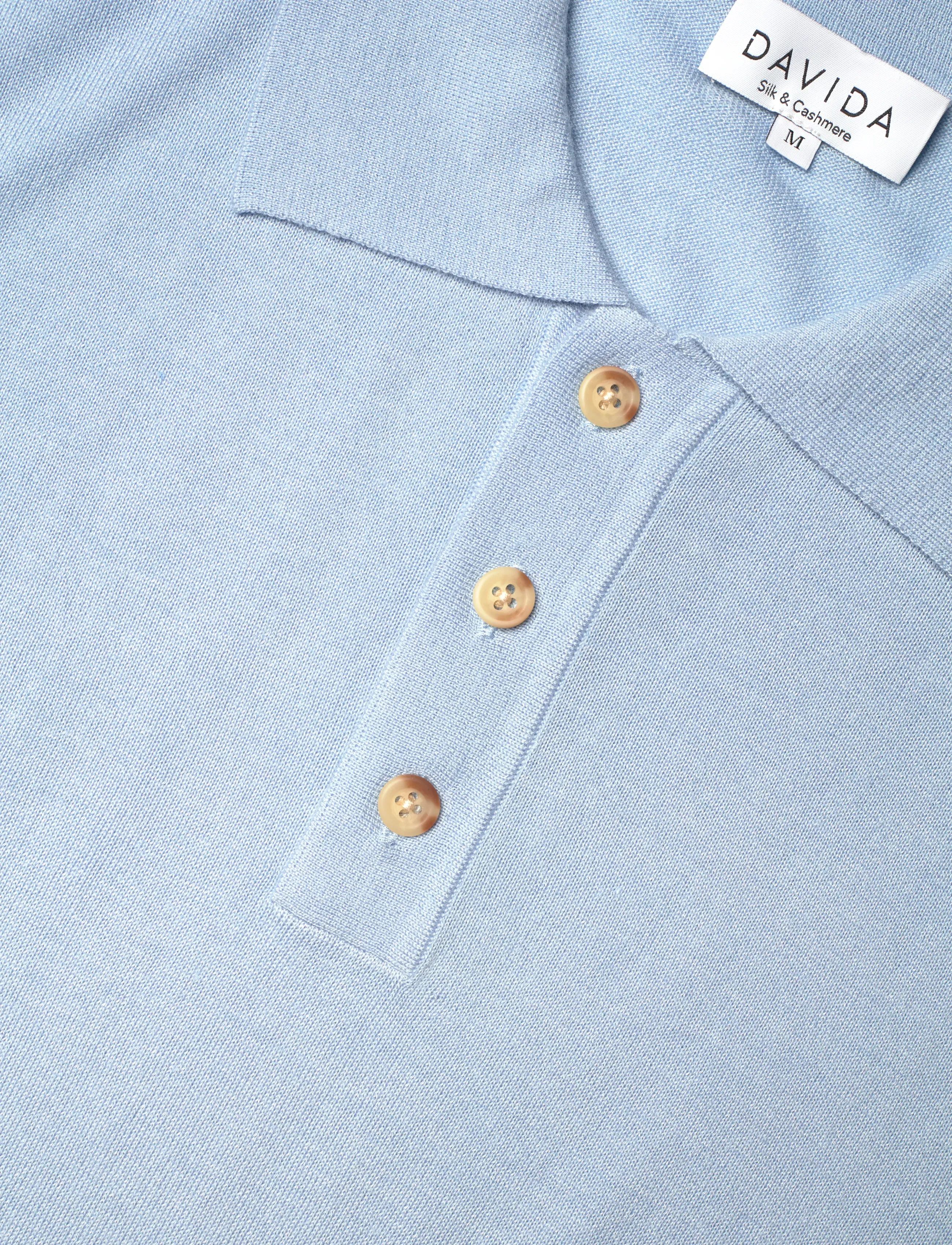 Davida Cashmere - Man Fine Knit Pique - knitted polos - blue fug - 2