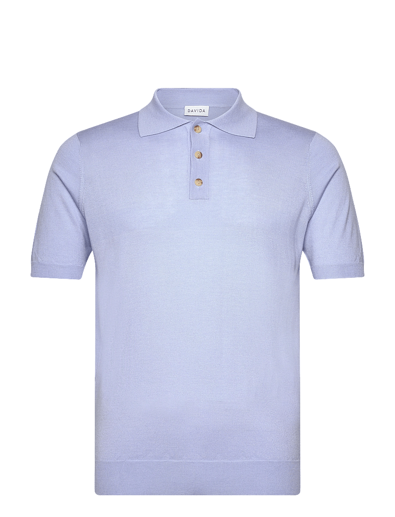 Davida Cashmere - Man Fine Knit Pique - polostrik - light blue - 0