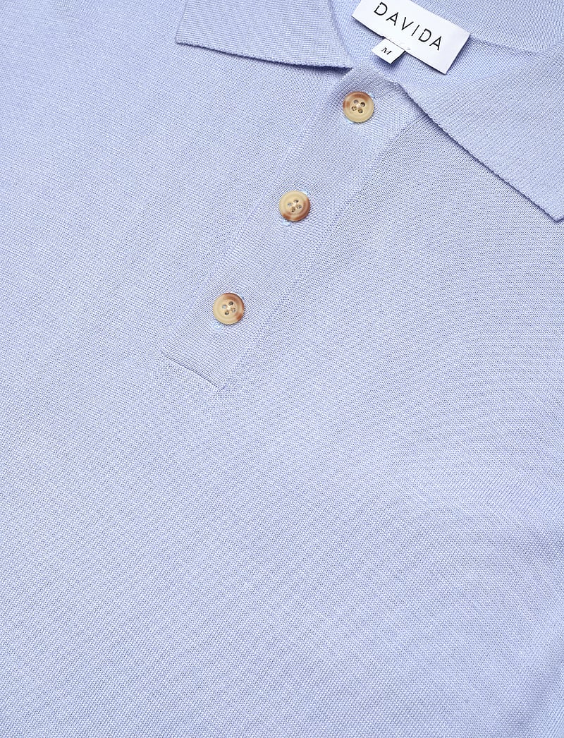 Davida Cashmere - Man Fine Knit Pique - polostrik - light blue - 2