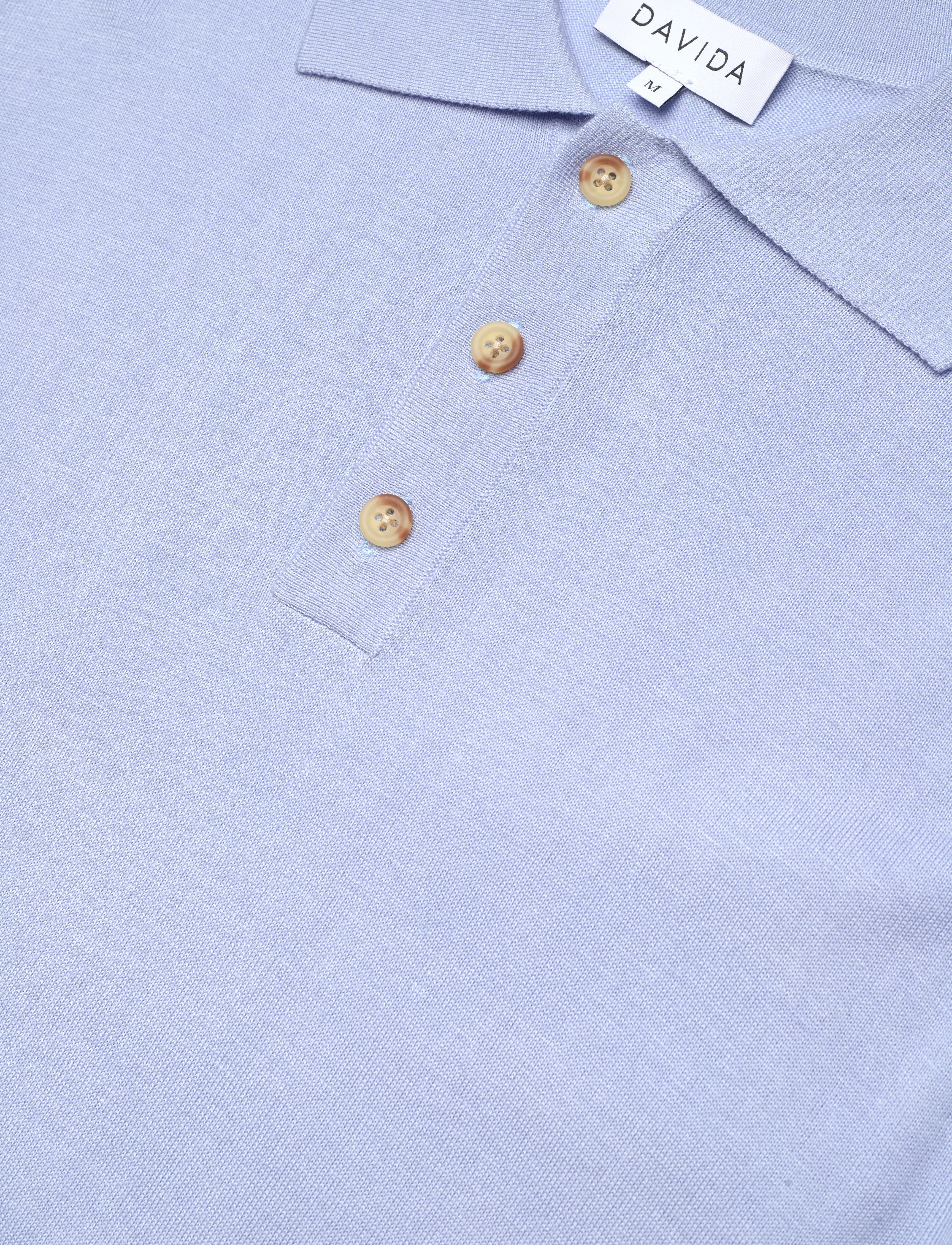 Davida Cashmere - Man Fine Knit Pique - strikkede poloer - light blue - 2