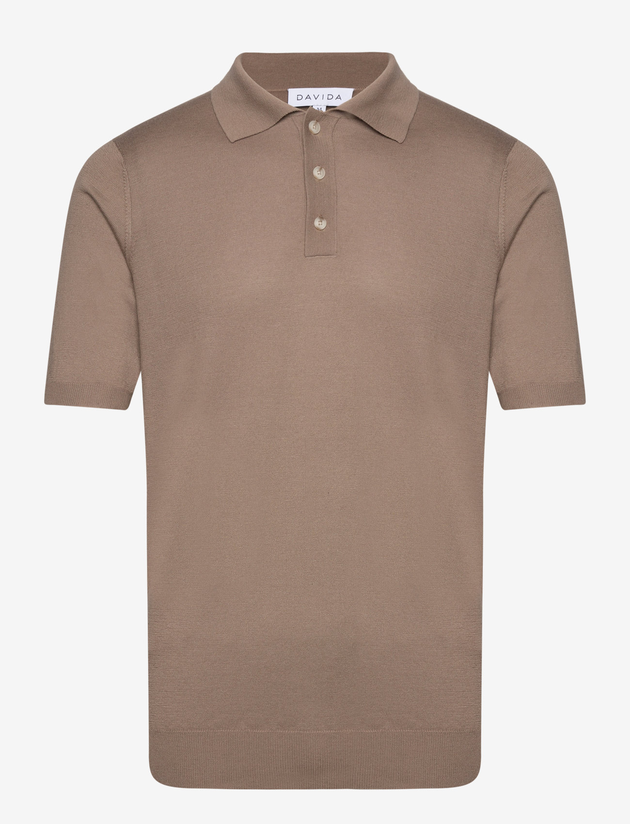 Davida Cashmere - Man Fine Knit Pique - kootud polosärgid - mink - 0