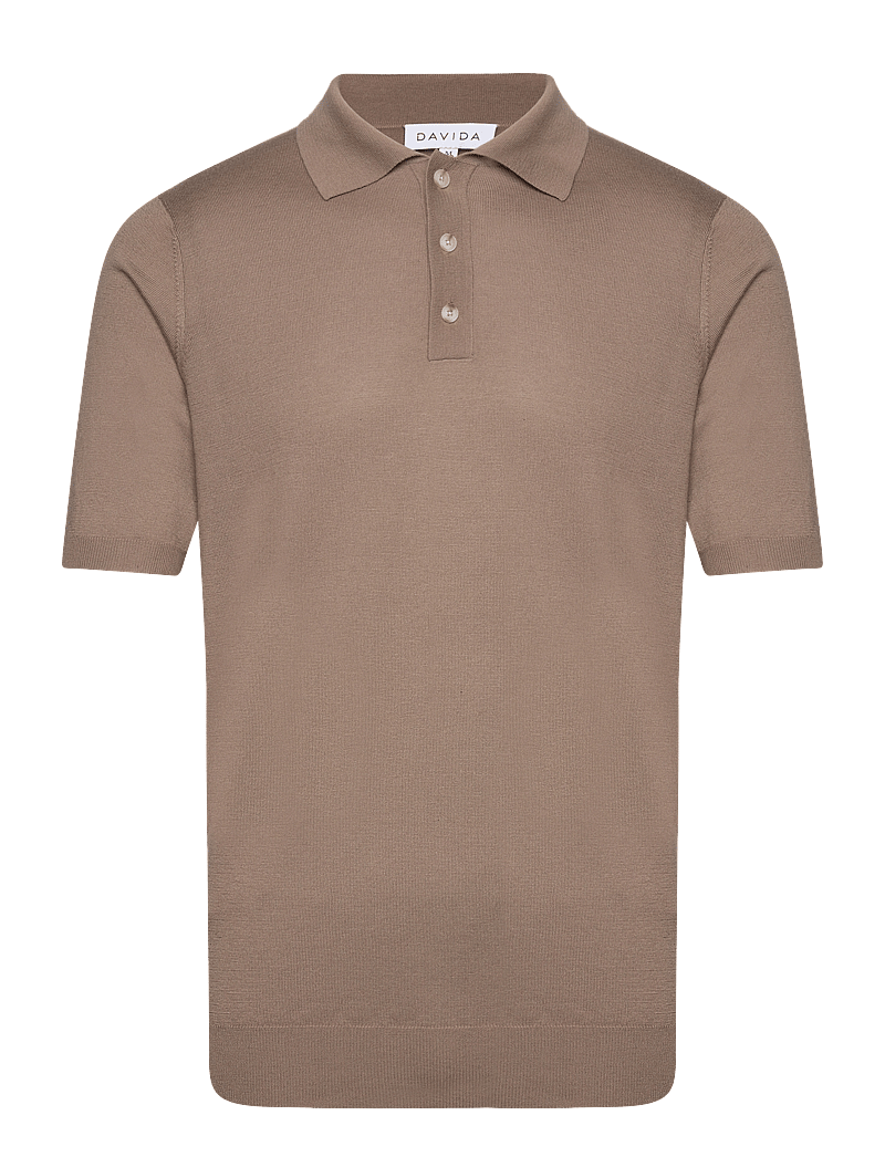 Davida Cashmere - Man Fine Knit Pique - gestrickte polohemden - mink - 0