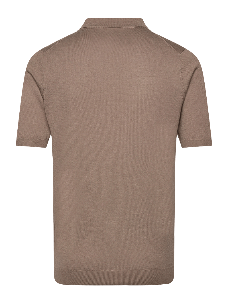 Davida Cashmere - Man Fine Knit Pique - gestrickte polohemden - mink - 1