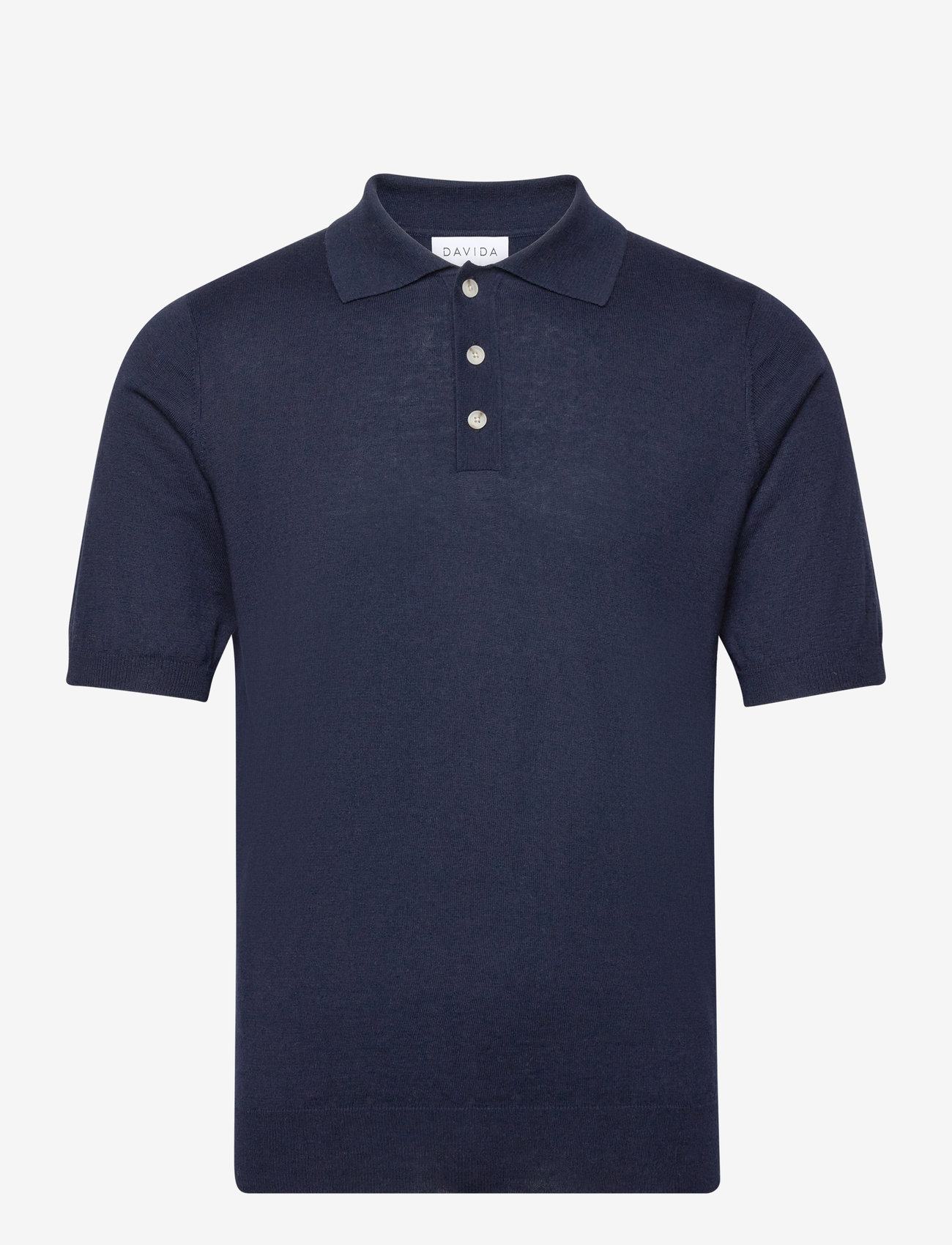 Davida Cashmere - Man Fine Knit Pique - knitted polos - navy - 1