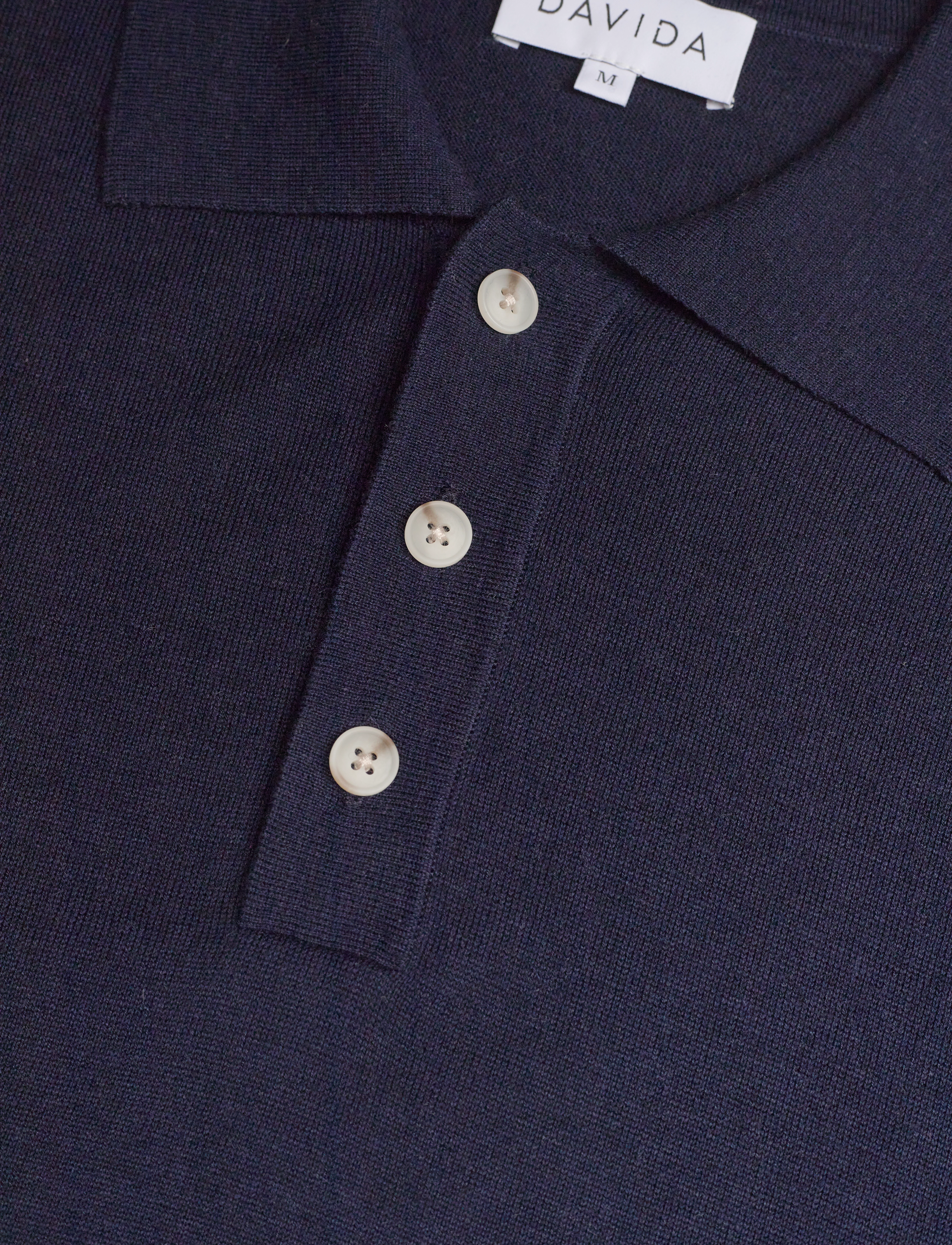 Davida Cashmere - Man Fine Knit Pique - knitted polos - navy - 4