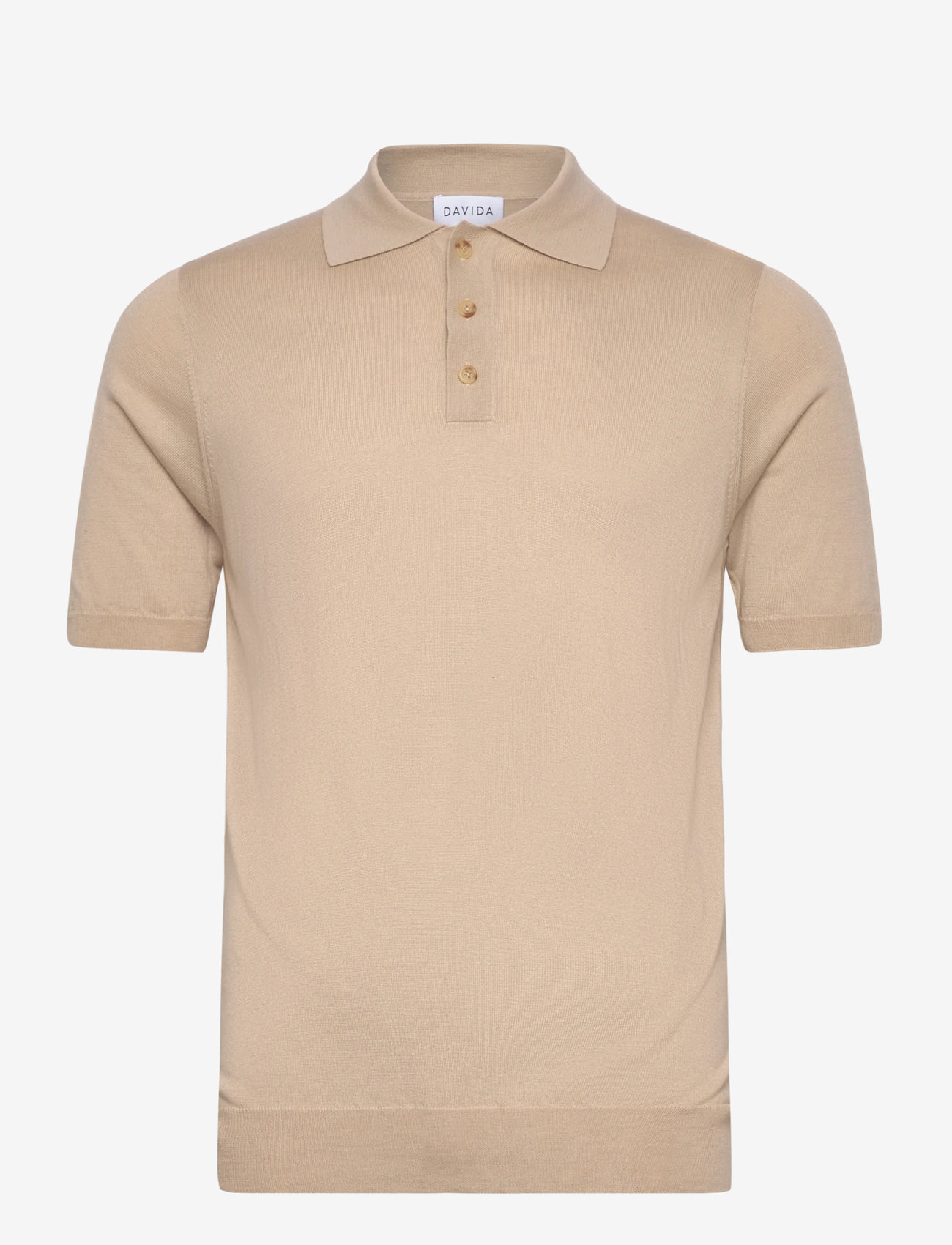 Davida Cashmere - Man Fine Knit Pique - kootud polosärgid - sand stone - 0