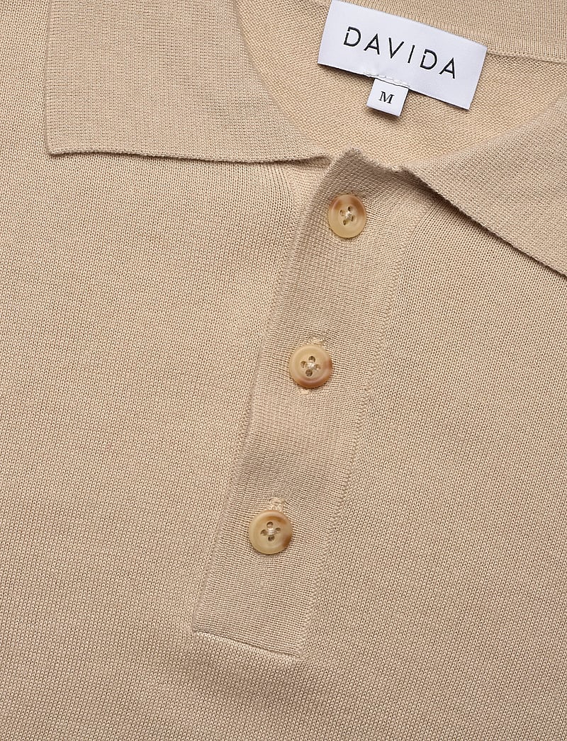 Davida Cashmere - Man Fine Knit Pique - stickade pikéer - sand stone - 2