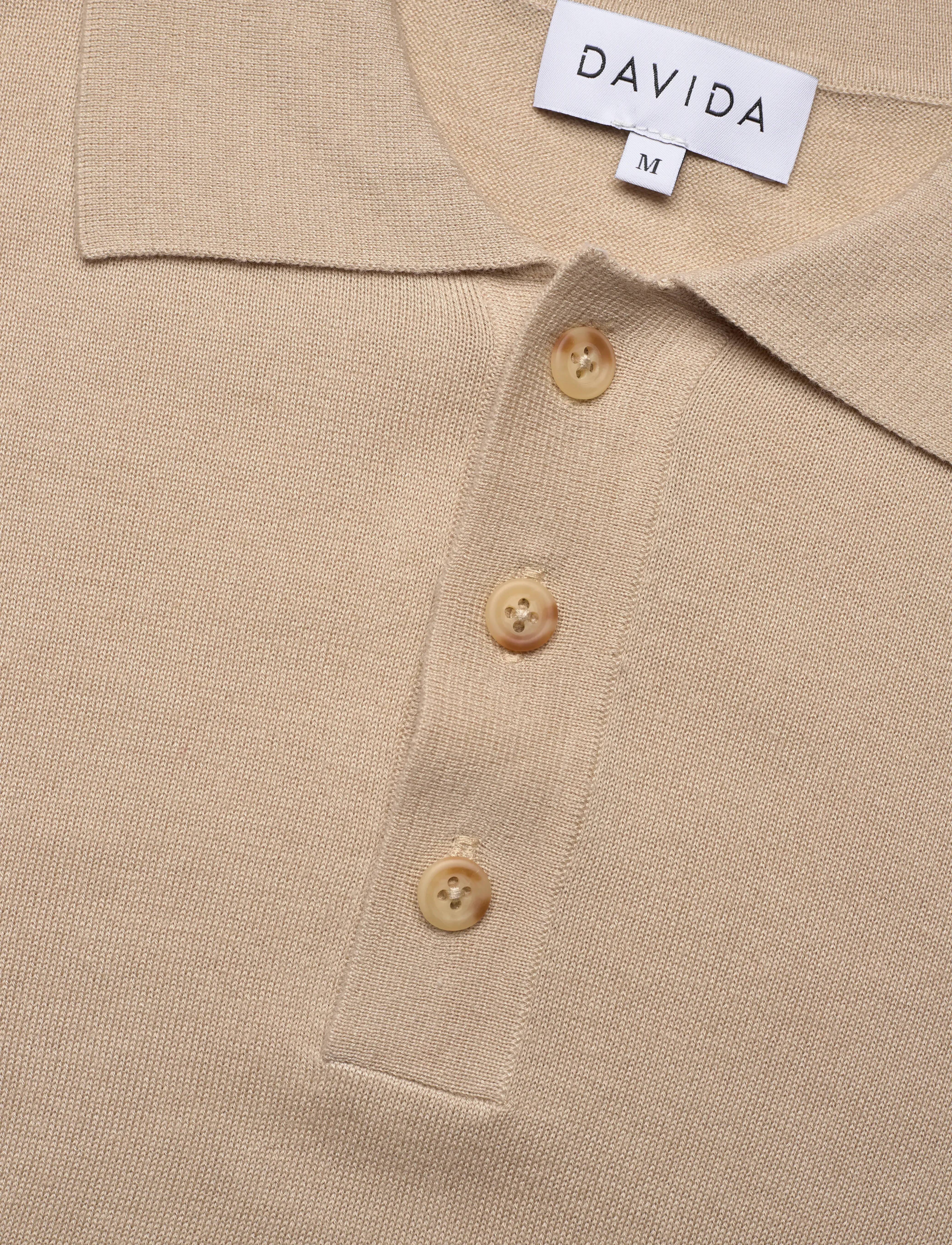 Davida Cashmere - Man Fine Knit Pique - gestrickte polohemden - sand stone - 2