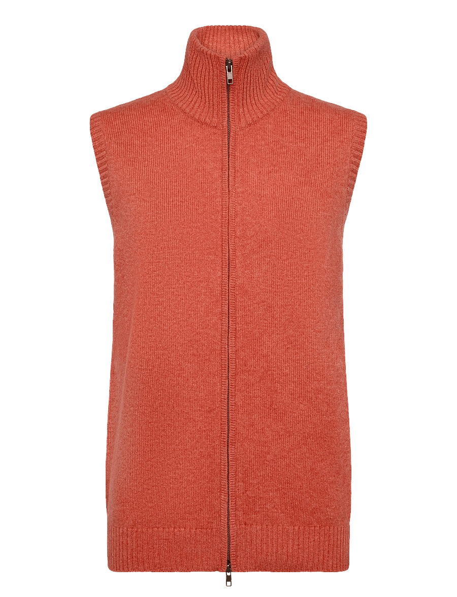 Davida Cashmere - Man Zip Vest - sunset orange - 0